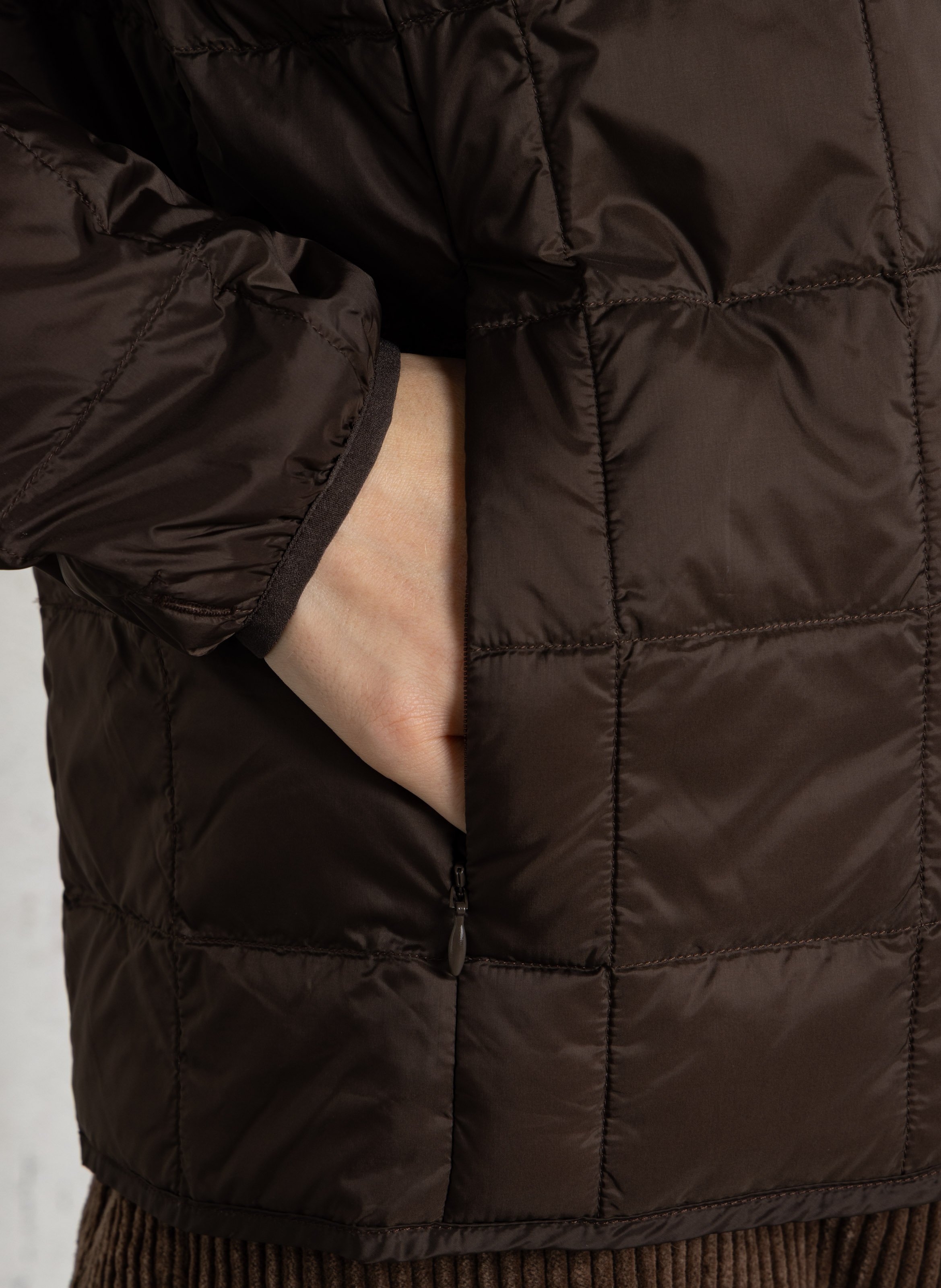 Veste col rond matelassée TAION Marron