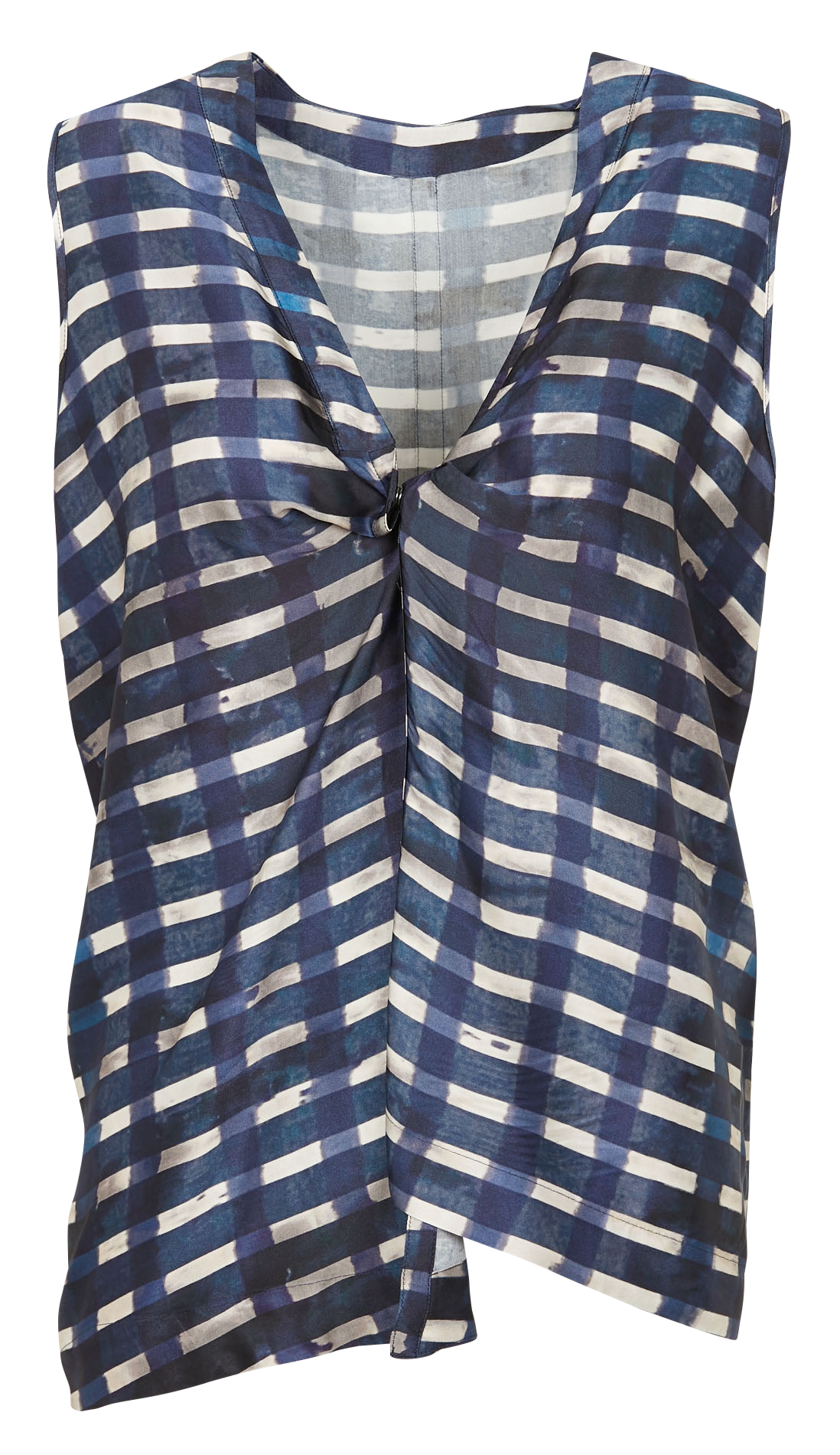 Top ample col V à imprimé  HUMANOID Bleu