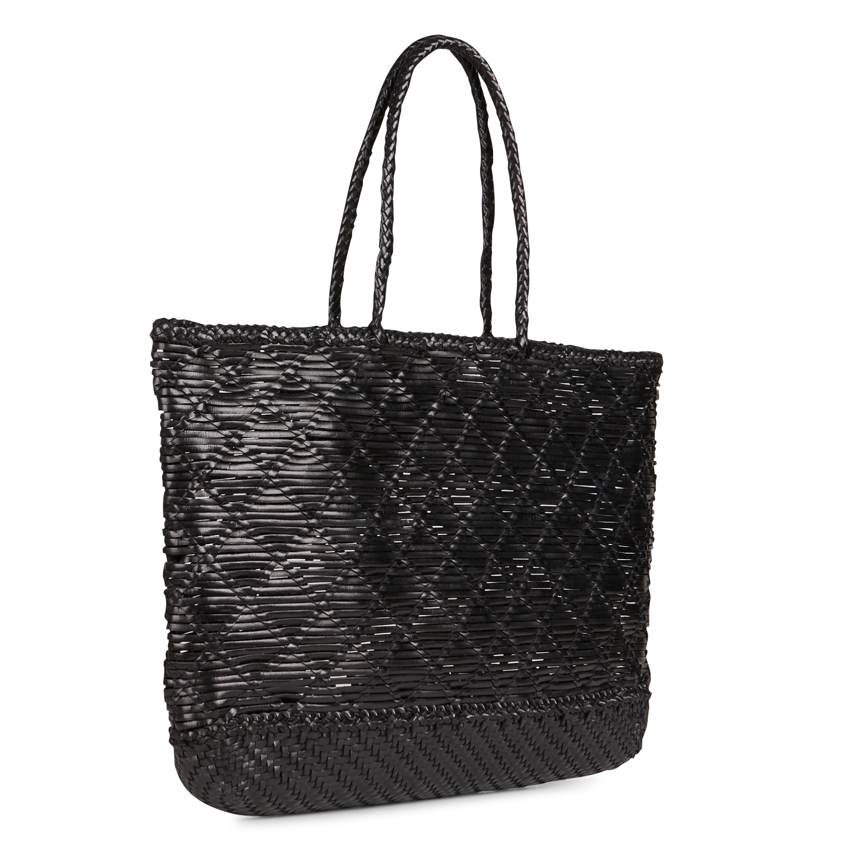 Panier tissé en cuir DRAGON DIFFUSION Noir