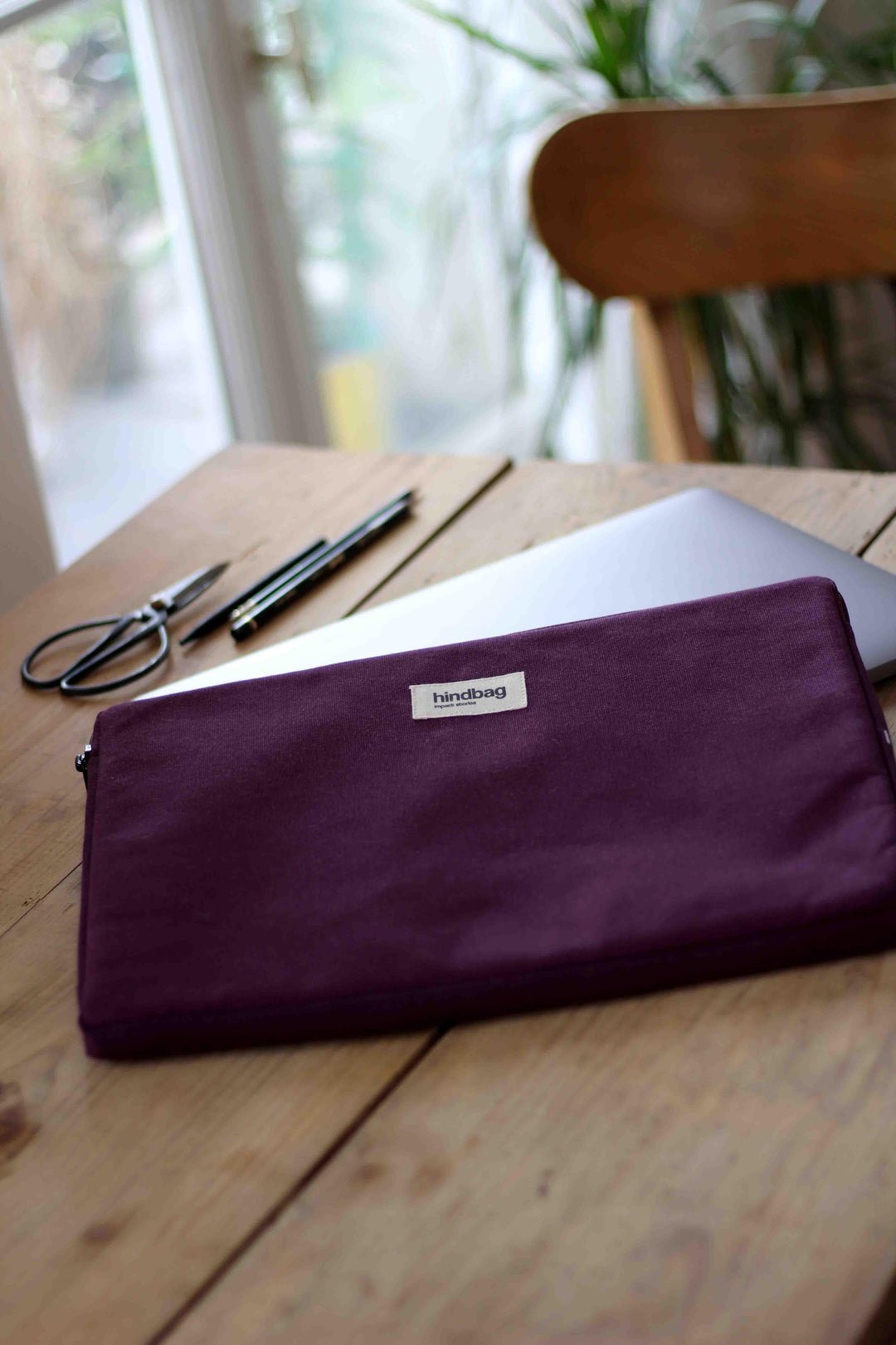 Cotton laptop sleeve with shock-absorbing foam HINDBAG Purple