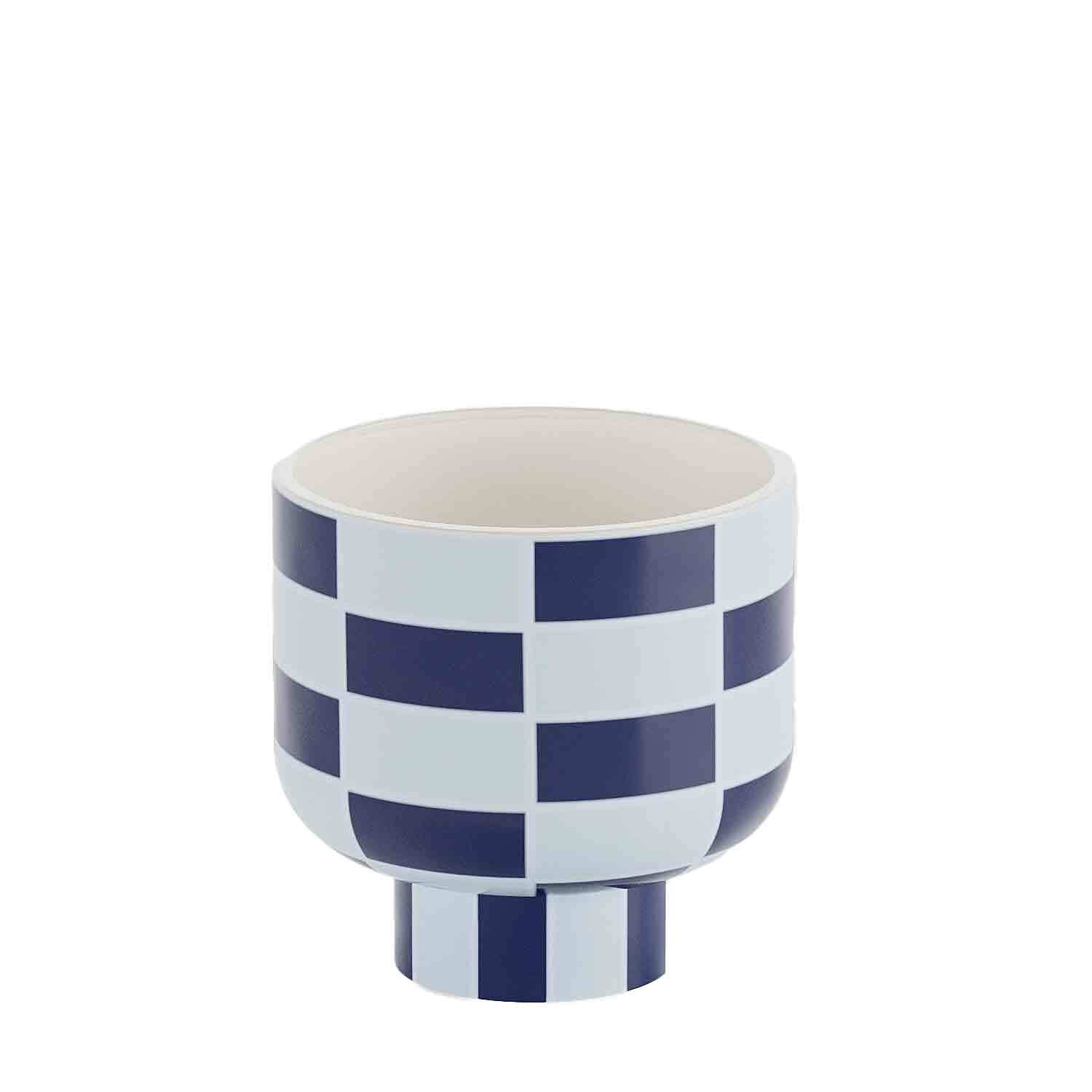 Ceramic vase with checkerboard pattern POTIRON PARIS Blue
