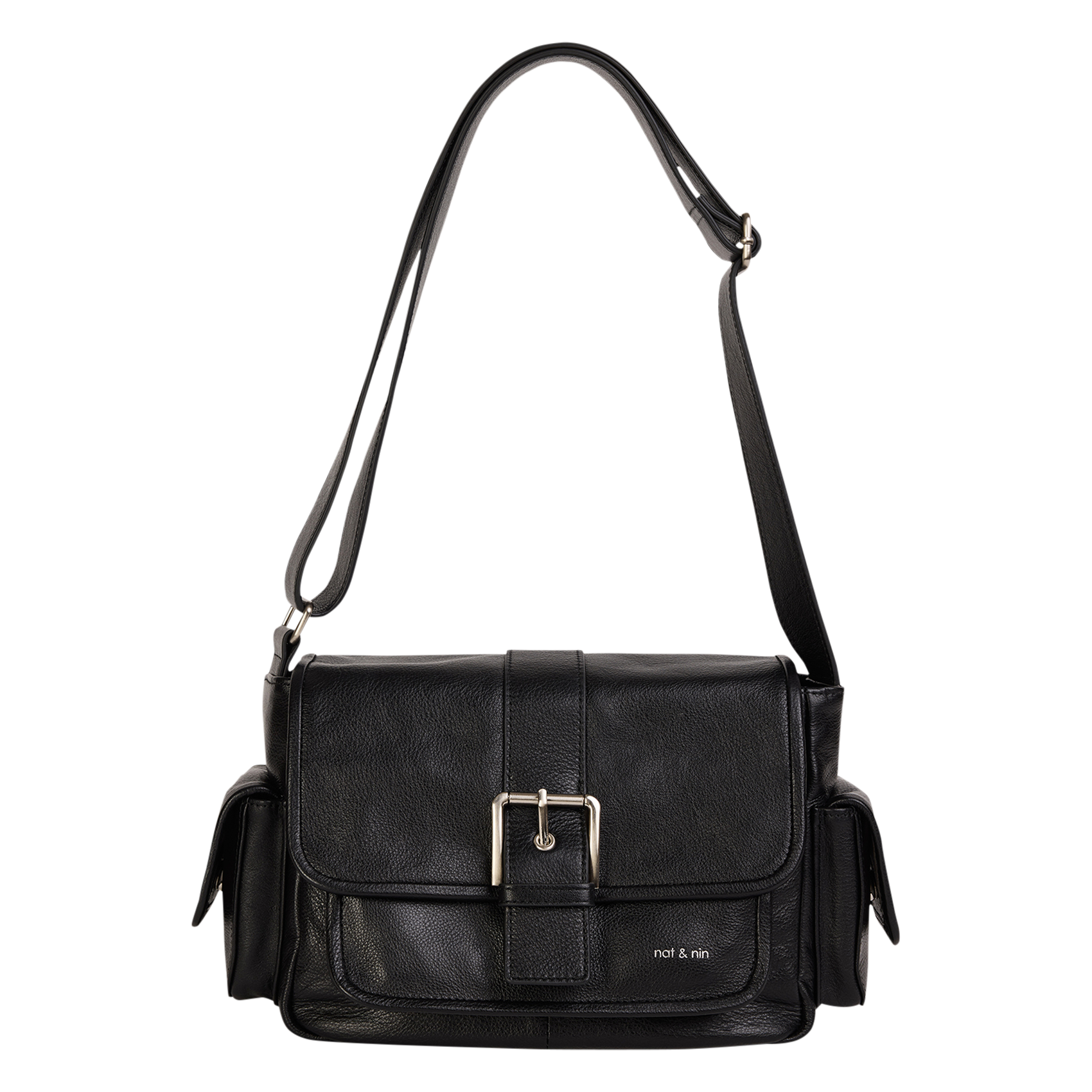 Sac bandoulière en cuir NAT & NIN Noir