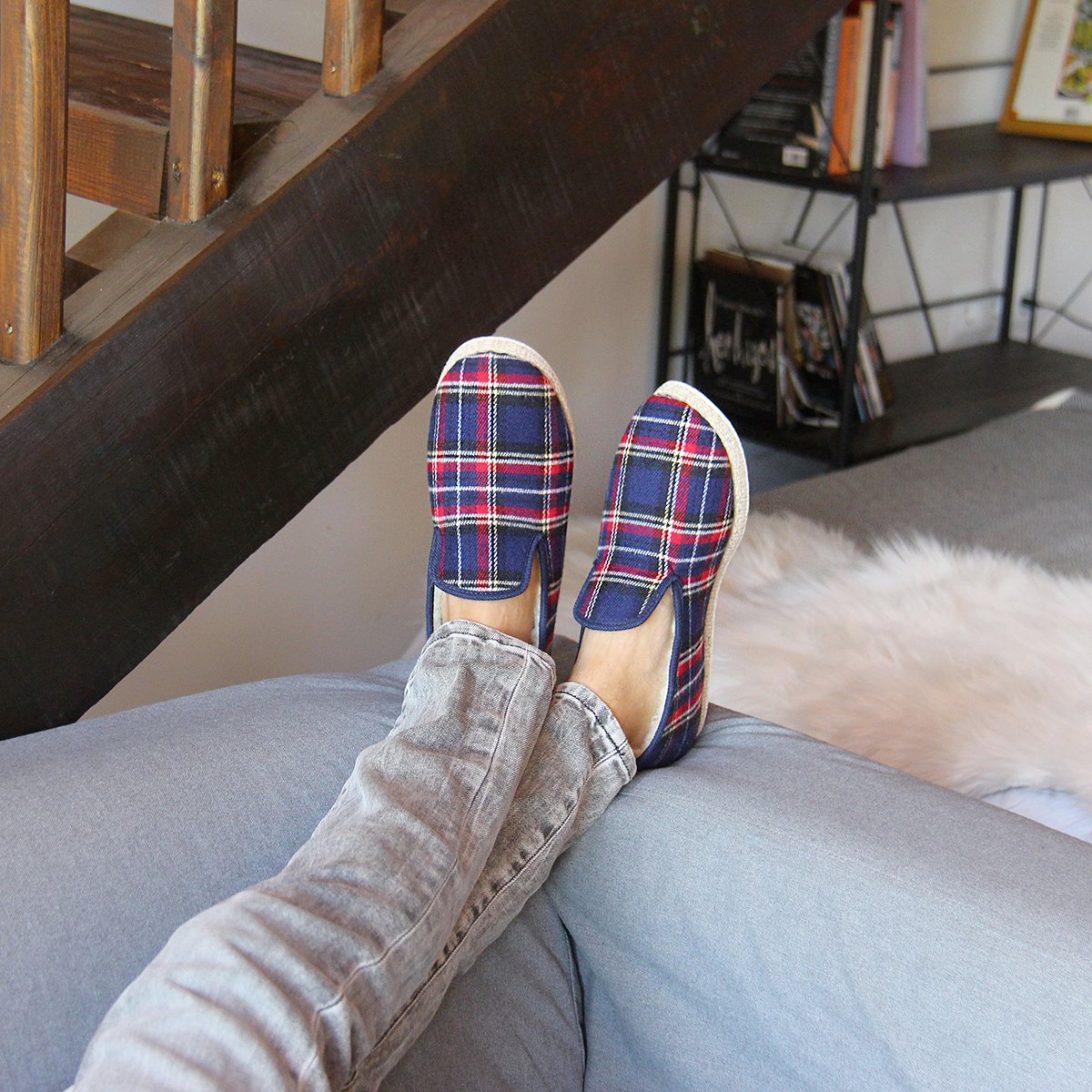 Fabric Charentaise slippers JULES & JENN Blue