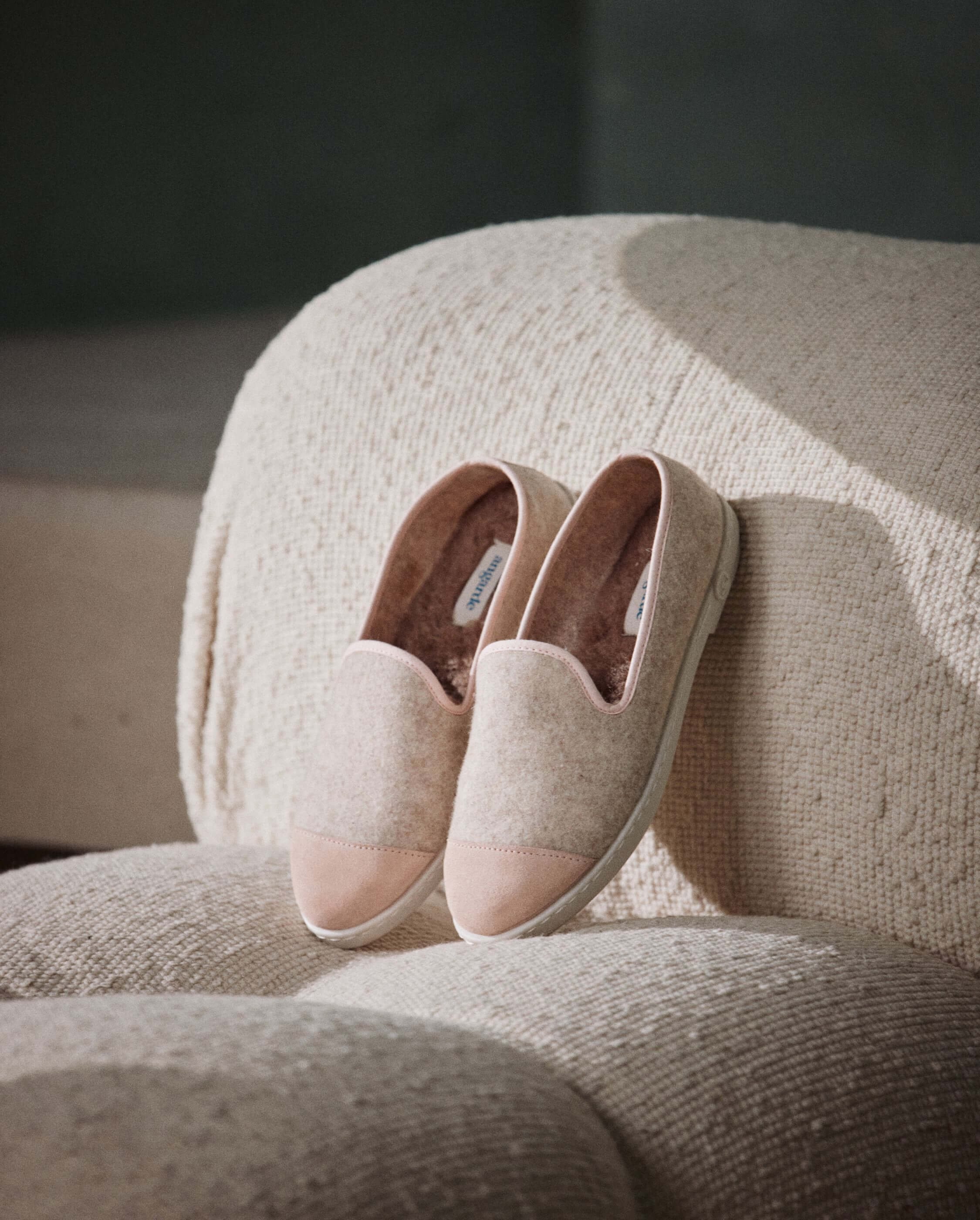 Women's wool slipper, powder pink beige ANGARDE Beige