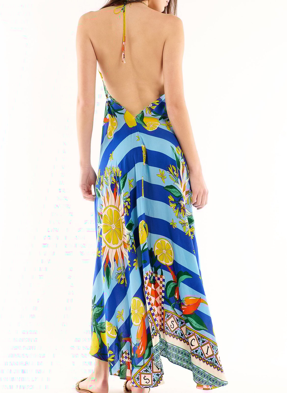 Flared printed midi dress WILD Blue