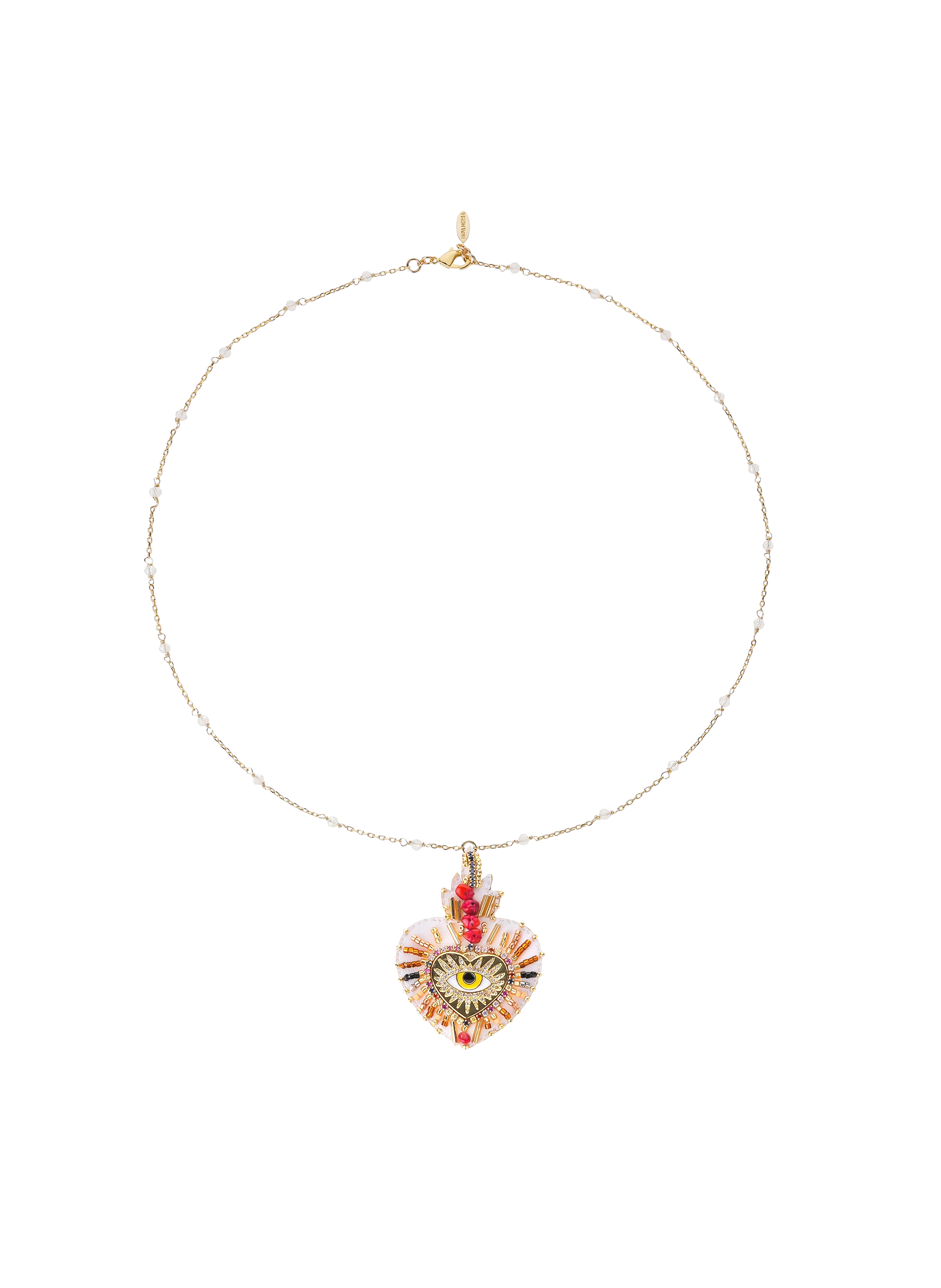 Necklace with central charm and pearls HIPANEMA White