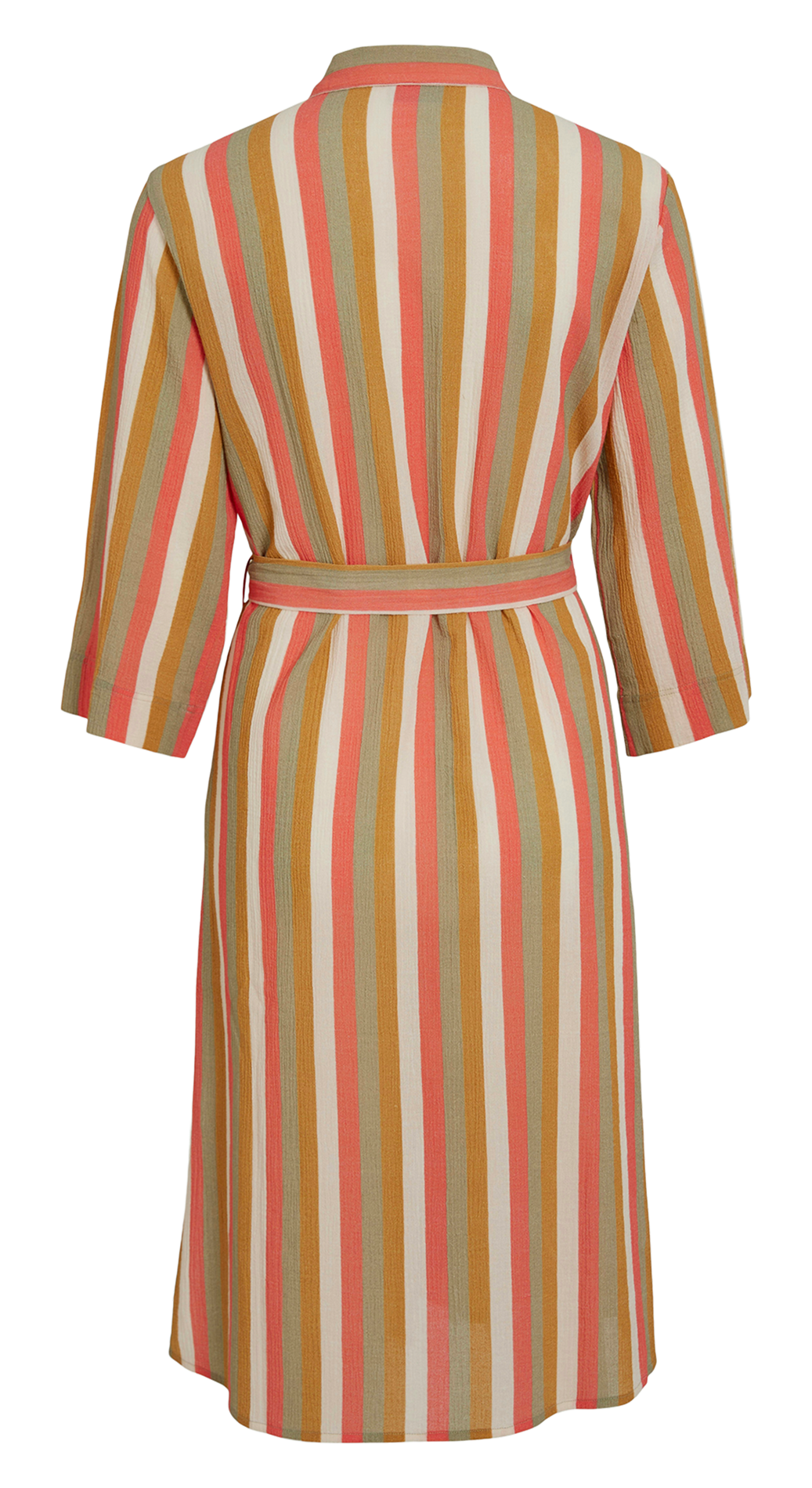 Striped organic cotton midi dress VILA Brown