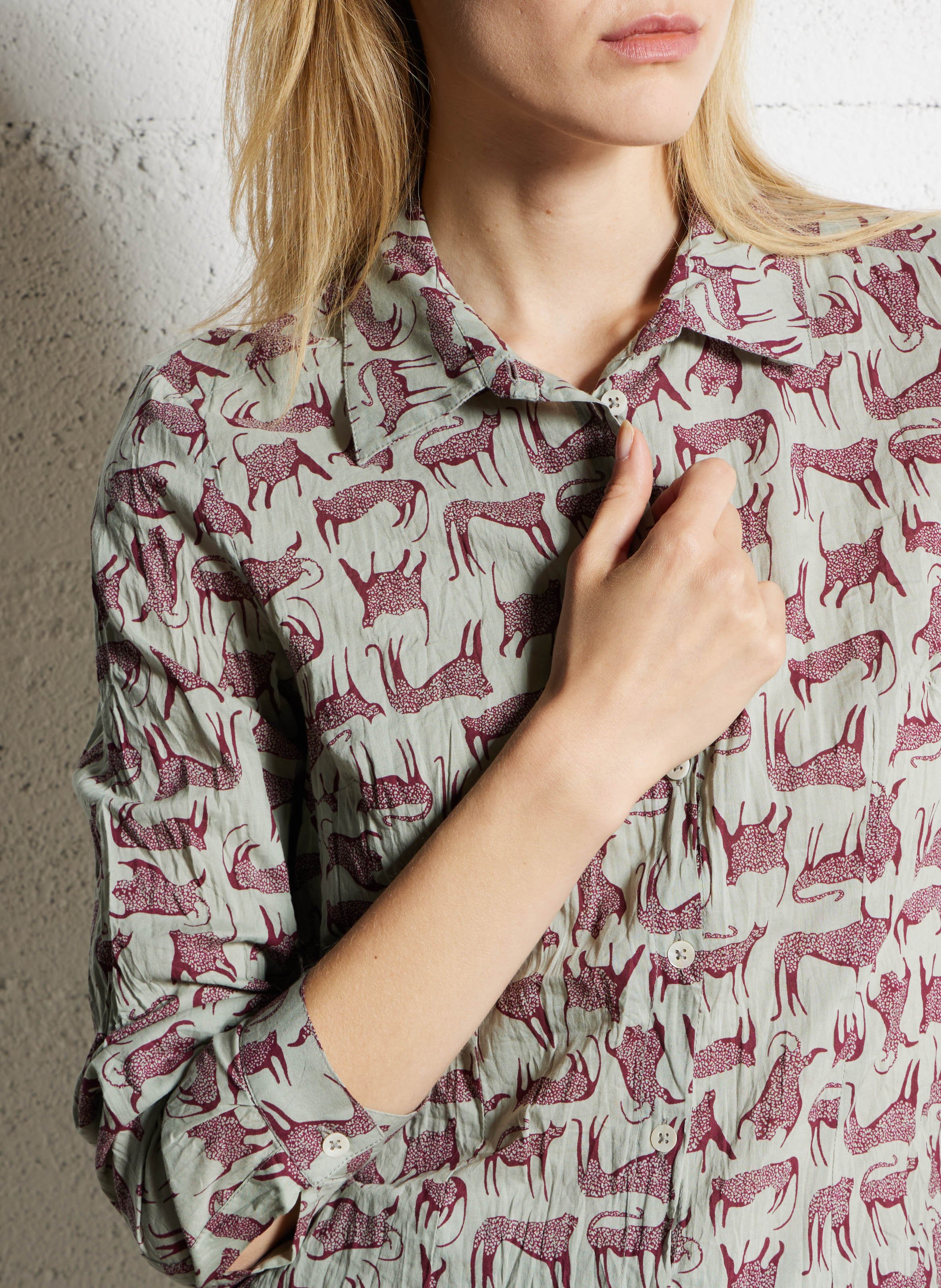 Chemise droite en coton imprimé NICE THINGS Vert