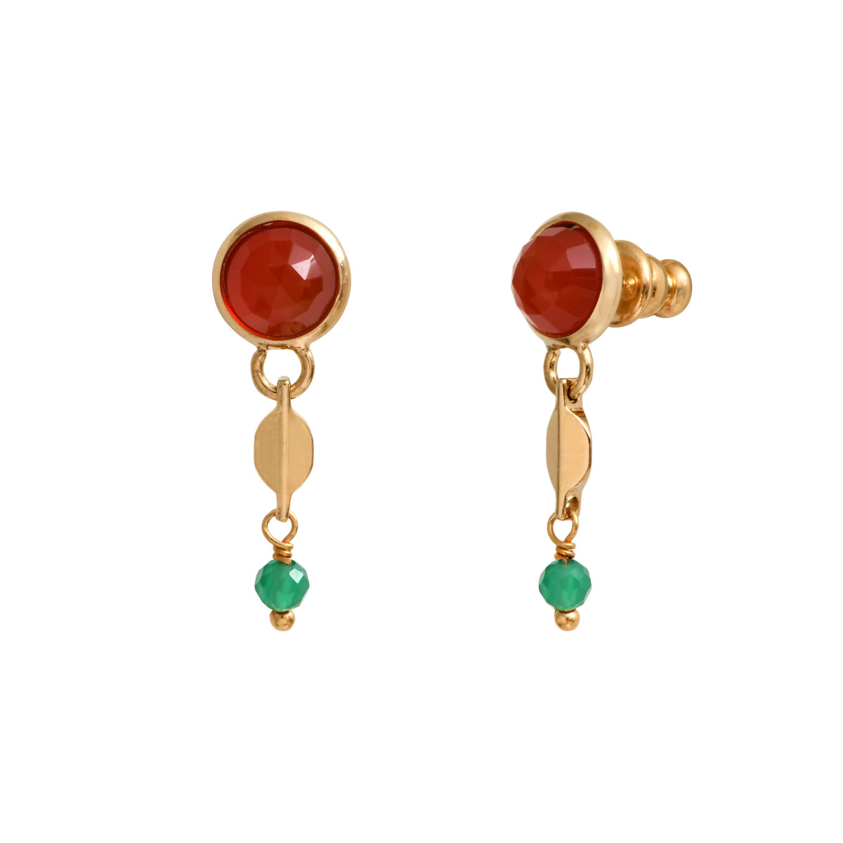 Boucles d'oreilles babylone cornaline et agate SATELLITE PARIS Orange