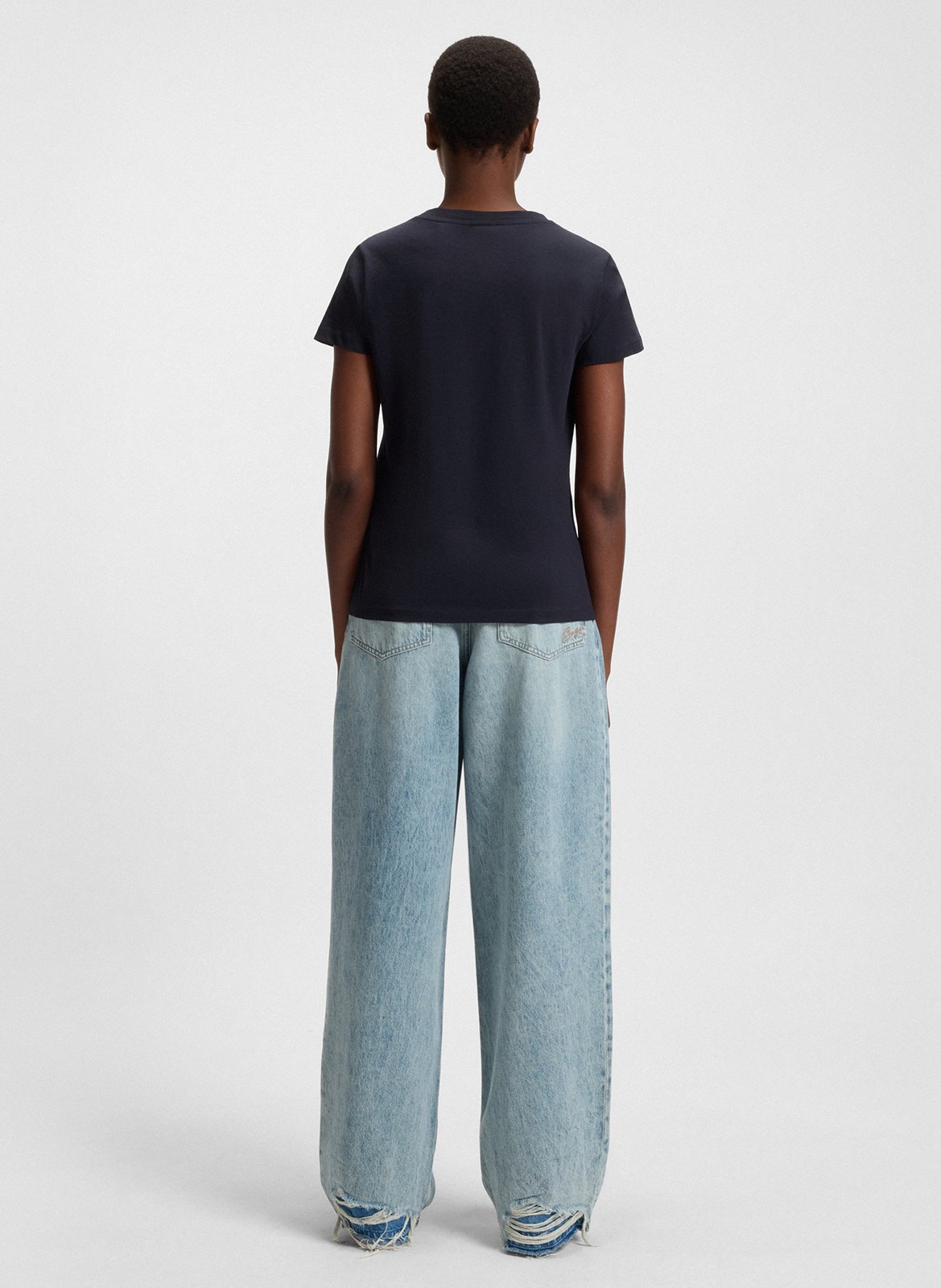 Tee-shirt col rond en coton BOSS Bleu