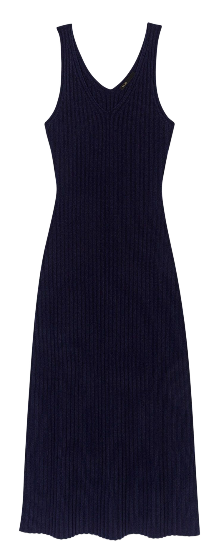 Long wool V-neck dress MAJE Blue