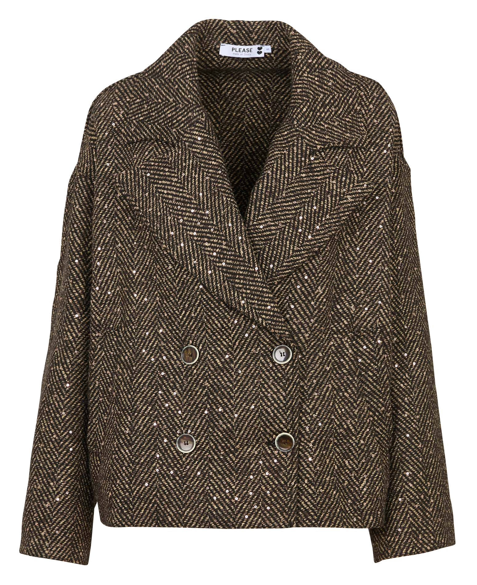 Short oversized sequin jacket PLEASE Brown