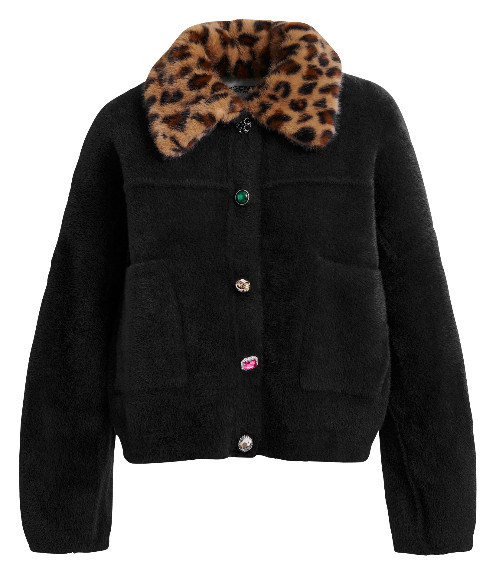 Cardigan ample à col fourrure amovible ESSENTIEL ANTWERP Noir