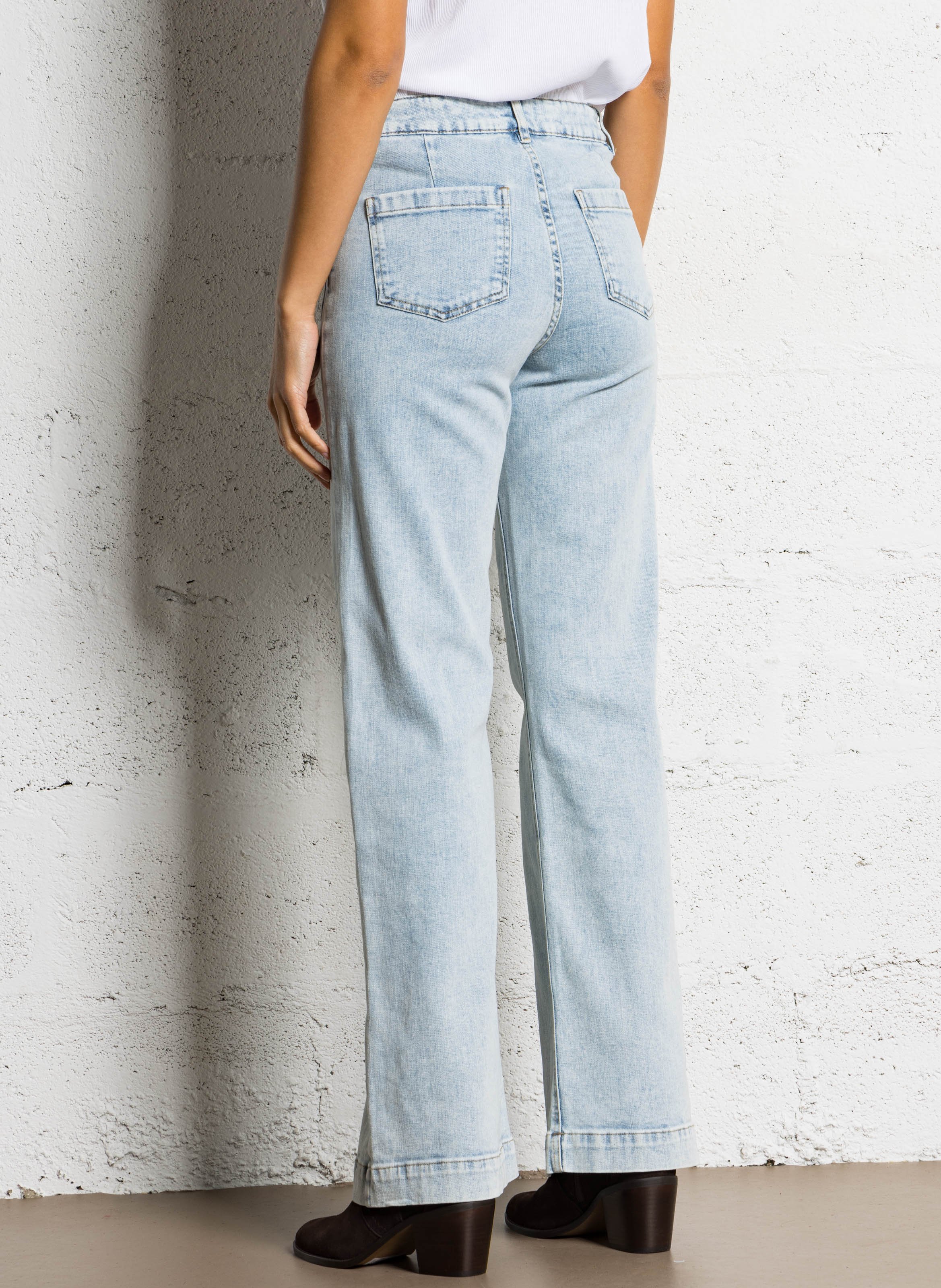 Wide-leg high-waisted stonewash jeans MAISON 123 Blue
