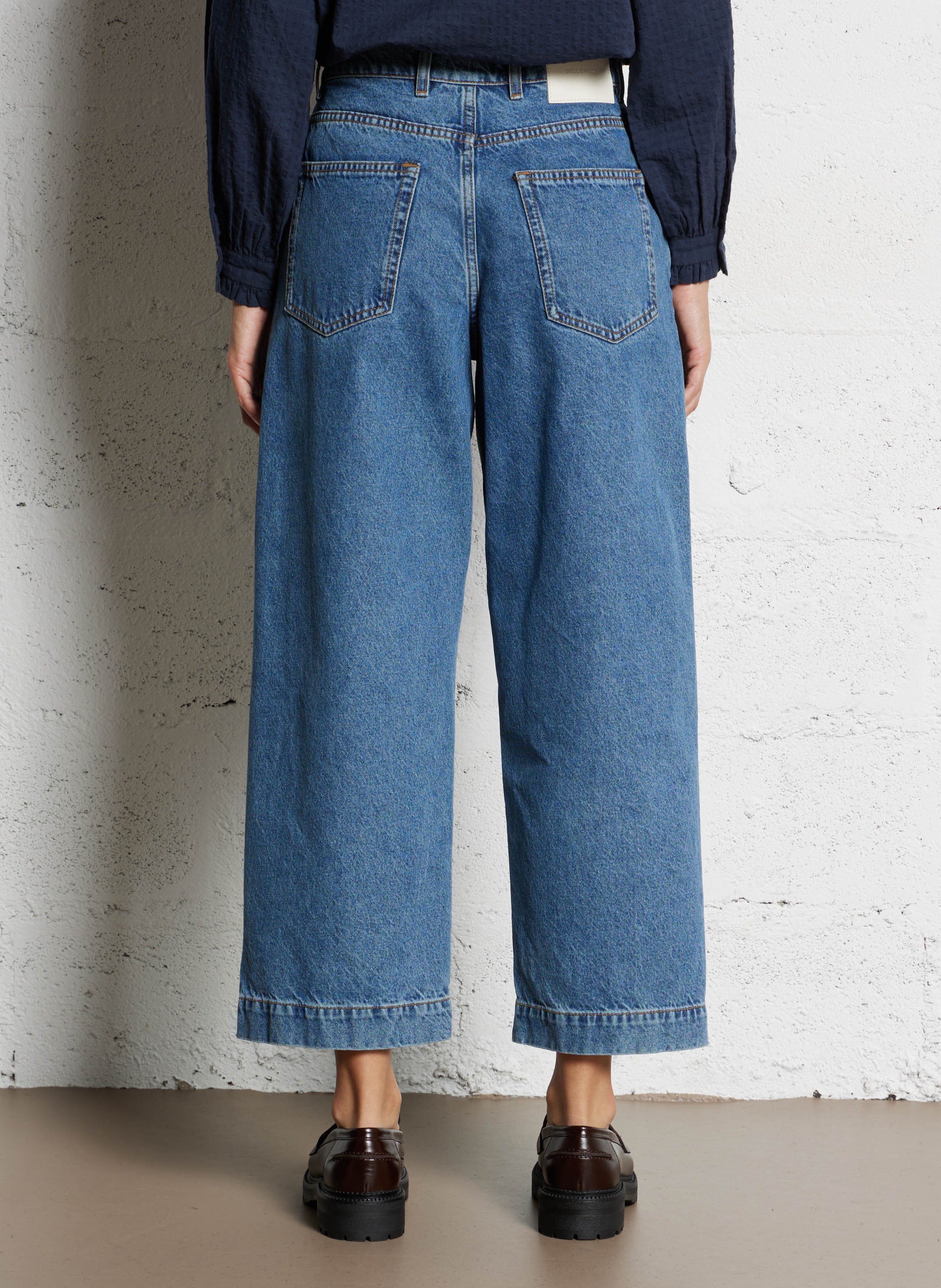 Wide-leg cotton jeans BELLEPIECE Blue