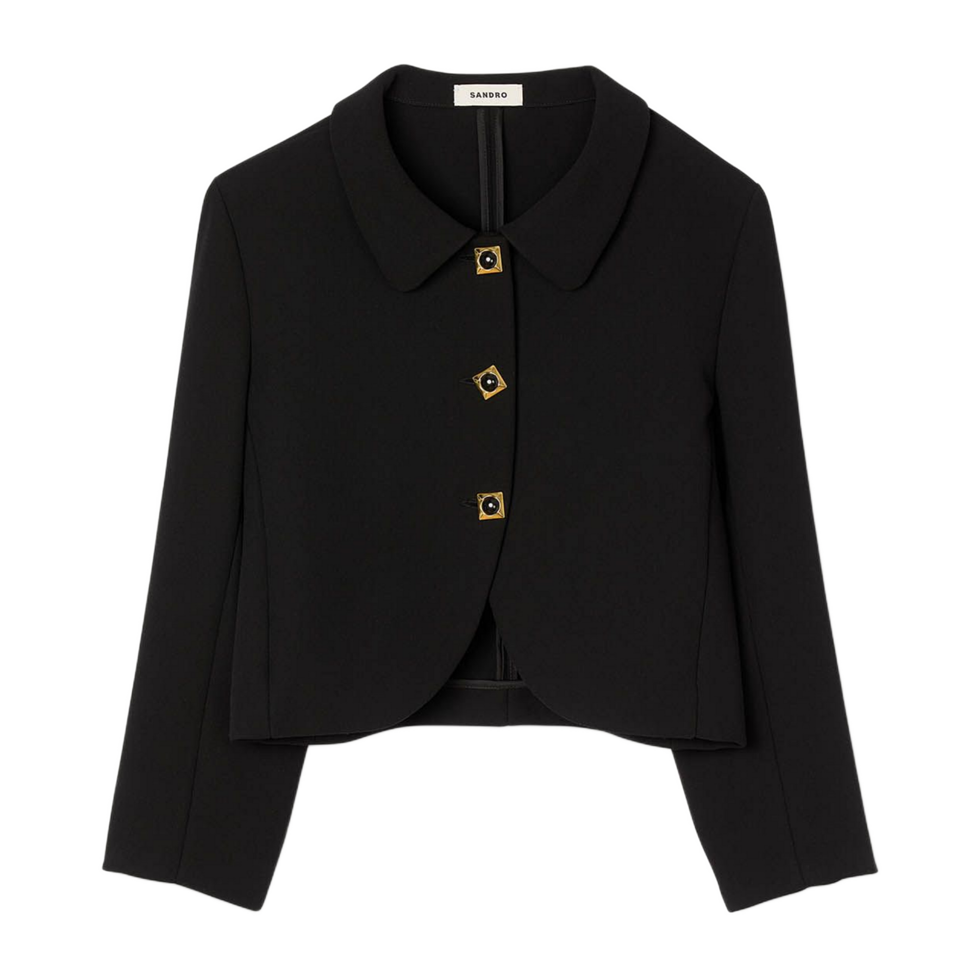Korte effen jas met fantasieknopen SANDRO Zwart