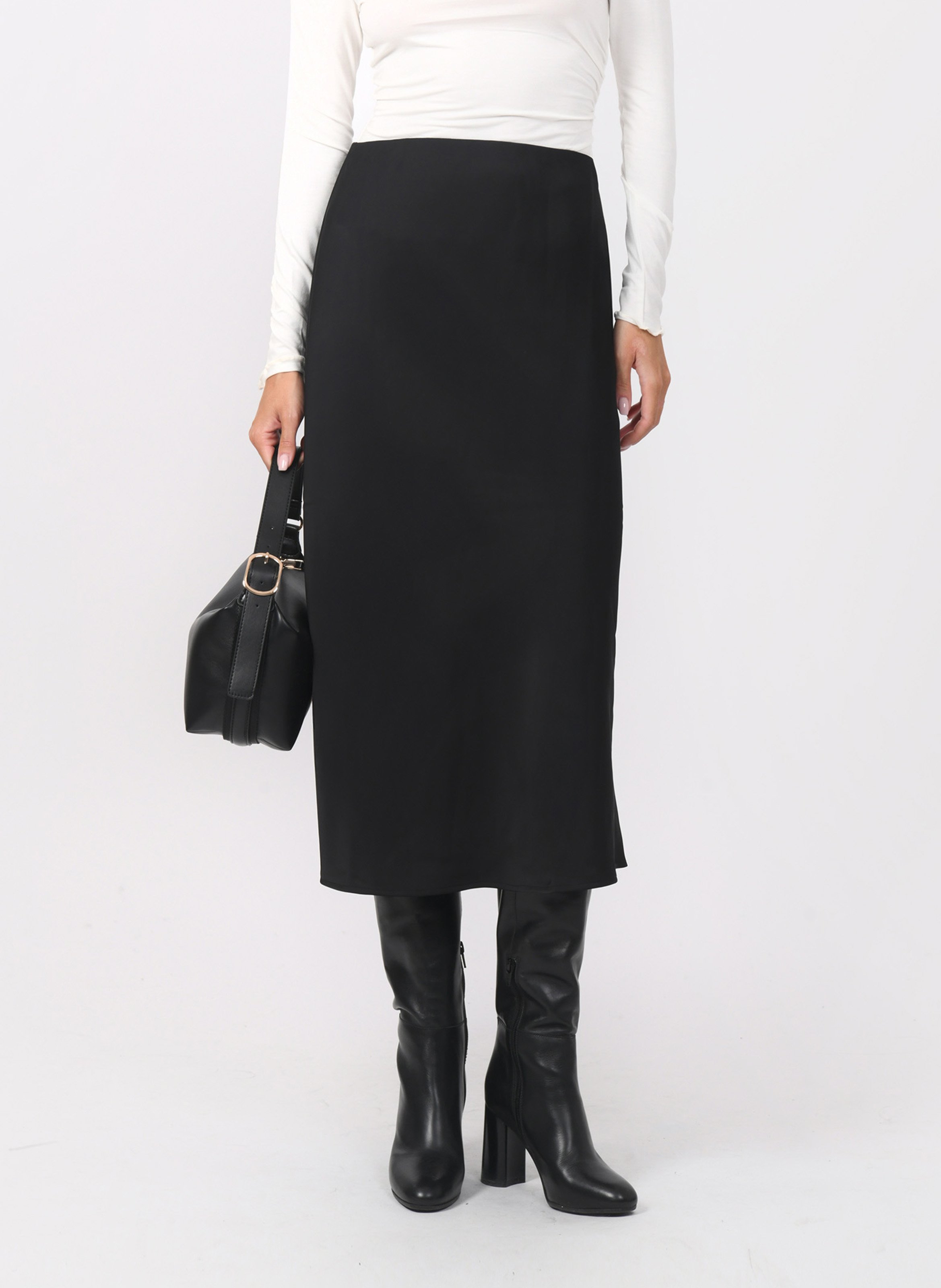 Jupe midi satinée KOOKAI Noir