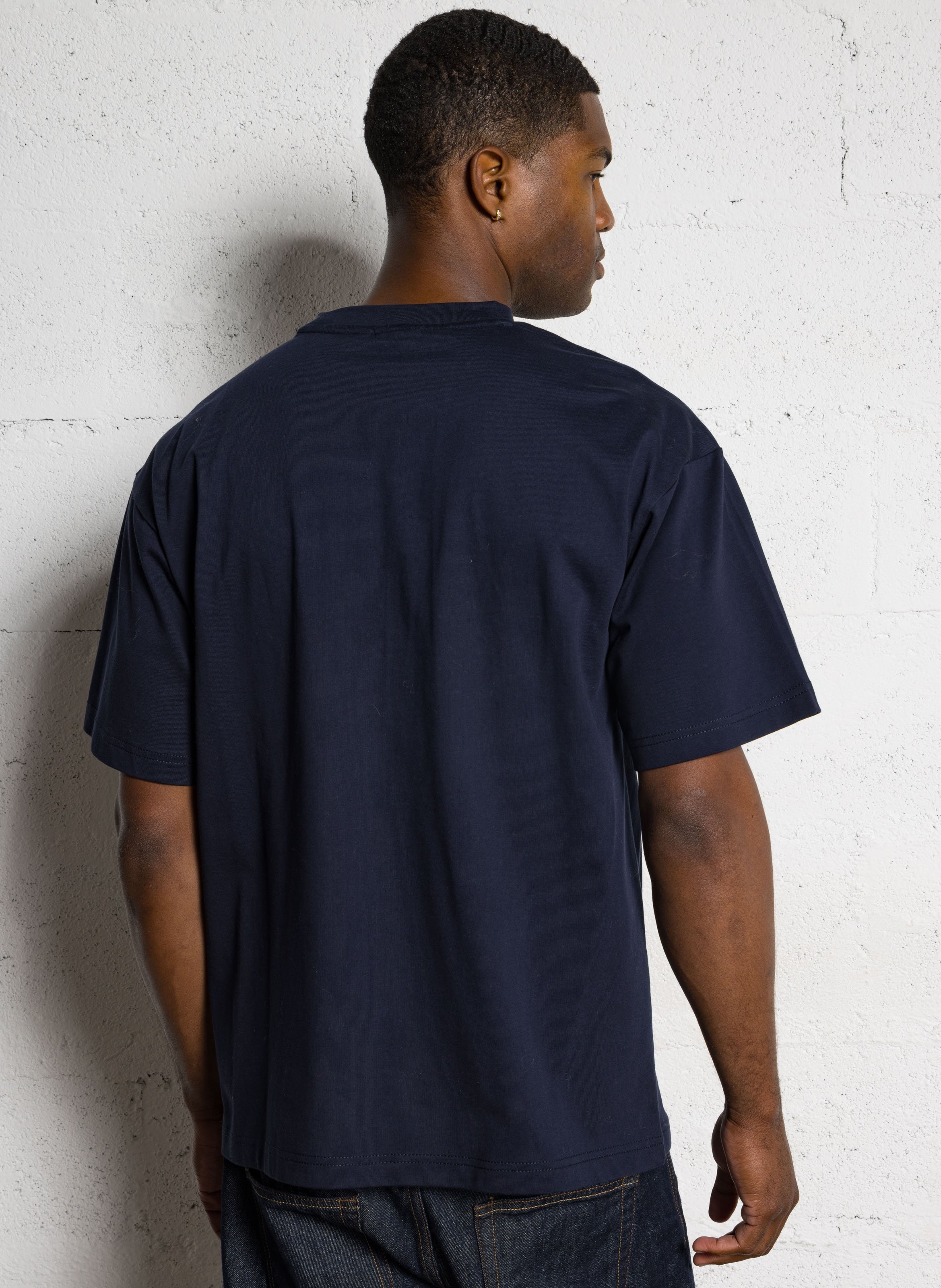 Weites Rundhals-T-Shirt aus bedruckter Baumwolle NAPAPIJRI Blau