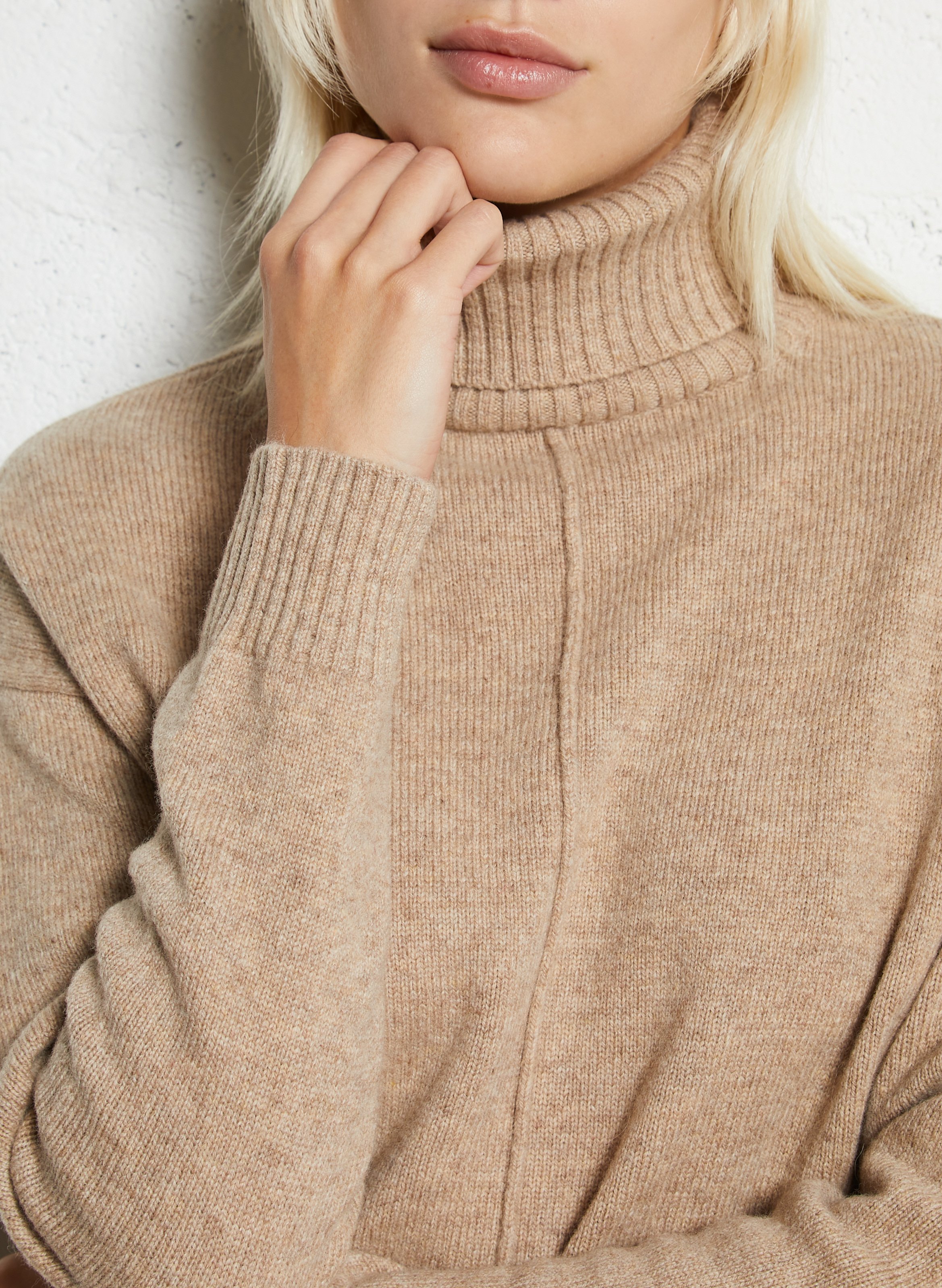 Pull col roulé en laine SUD EXPRESS Marron