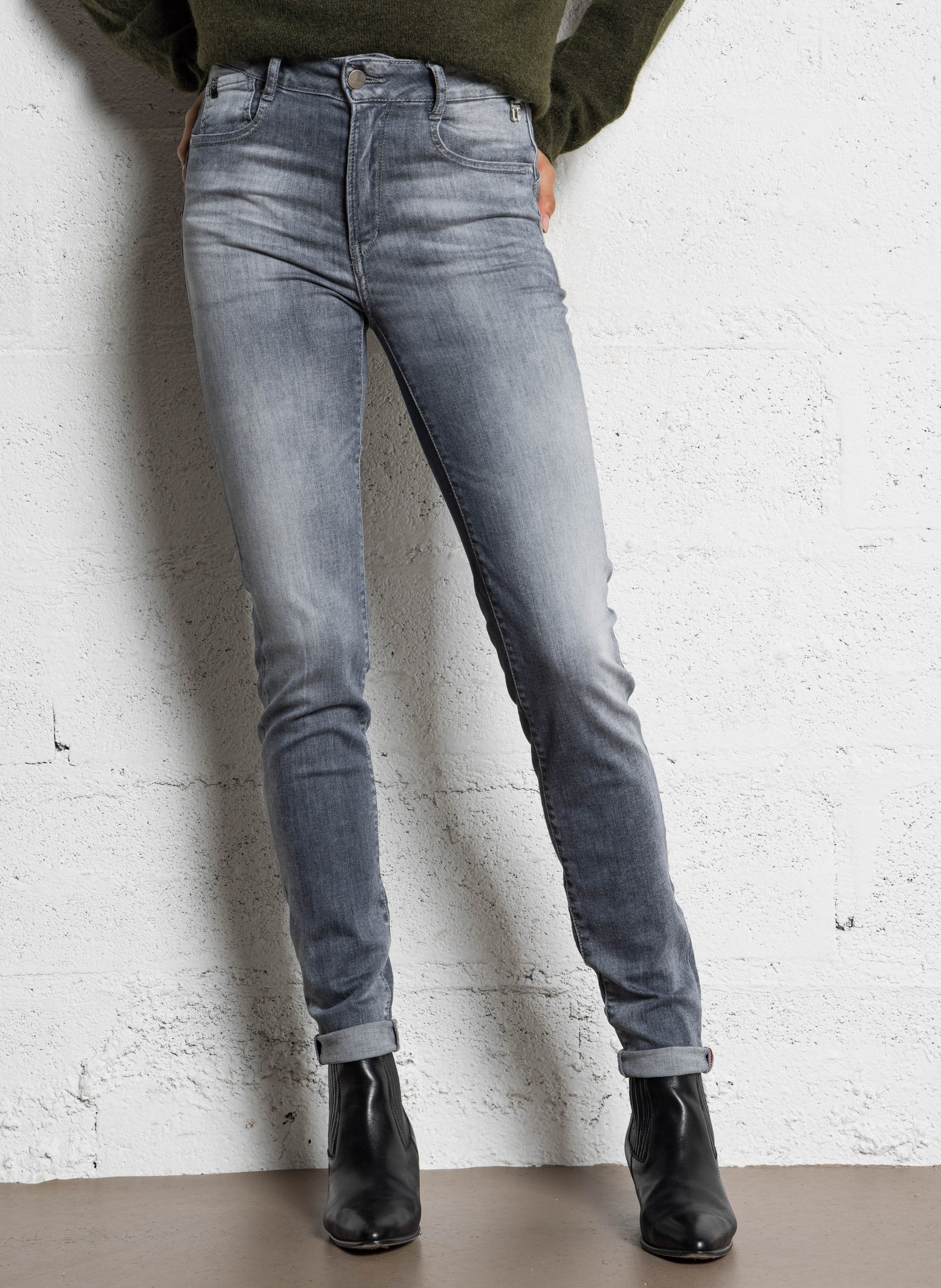 Jean slim en coton mélangé  LE TEMPS DES CERISES Gris