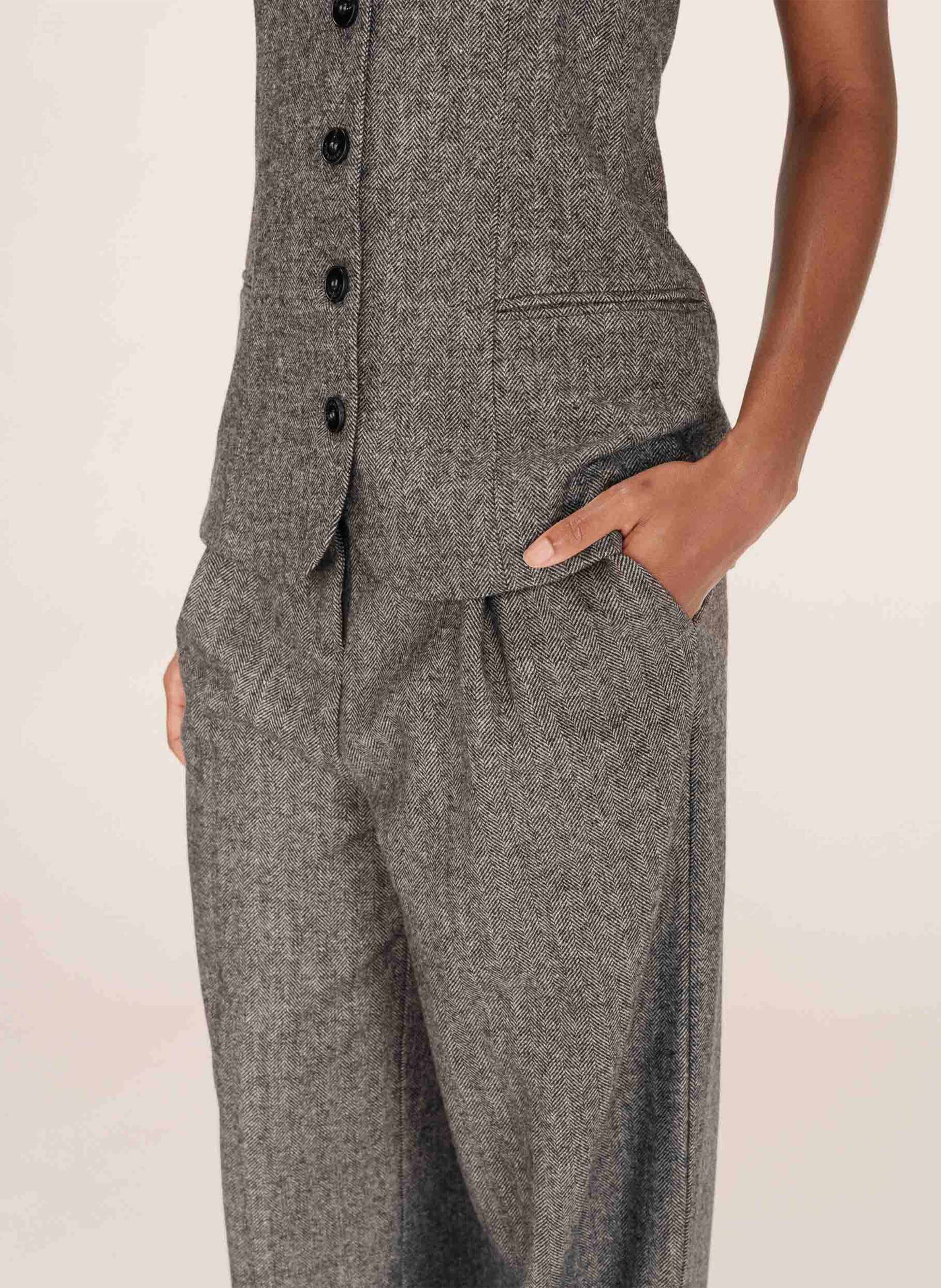 Fitted wool blend buttoned bustier GRACE ET MILA Grey