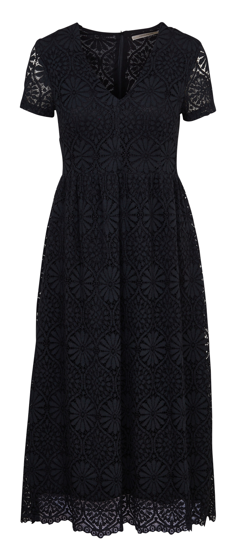 Robe midi col v en dentelle LA FEE MARABOUTEE Noir