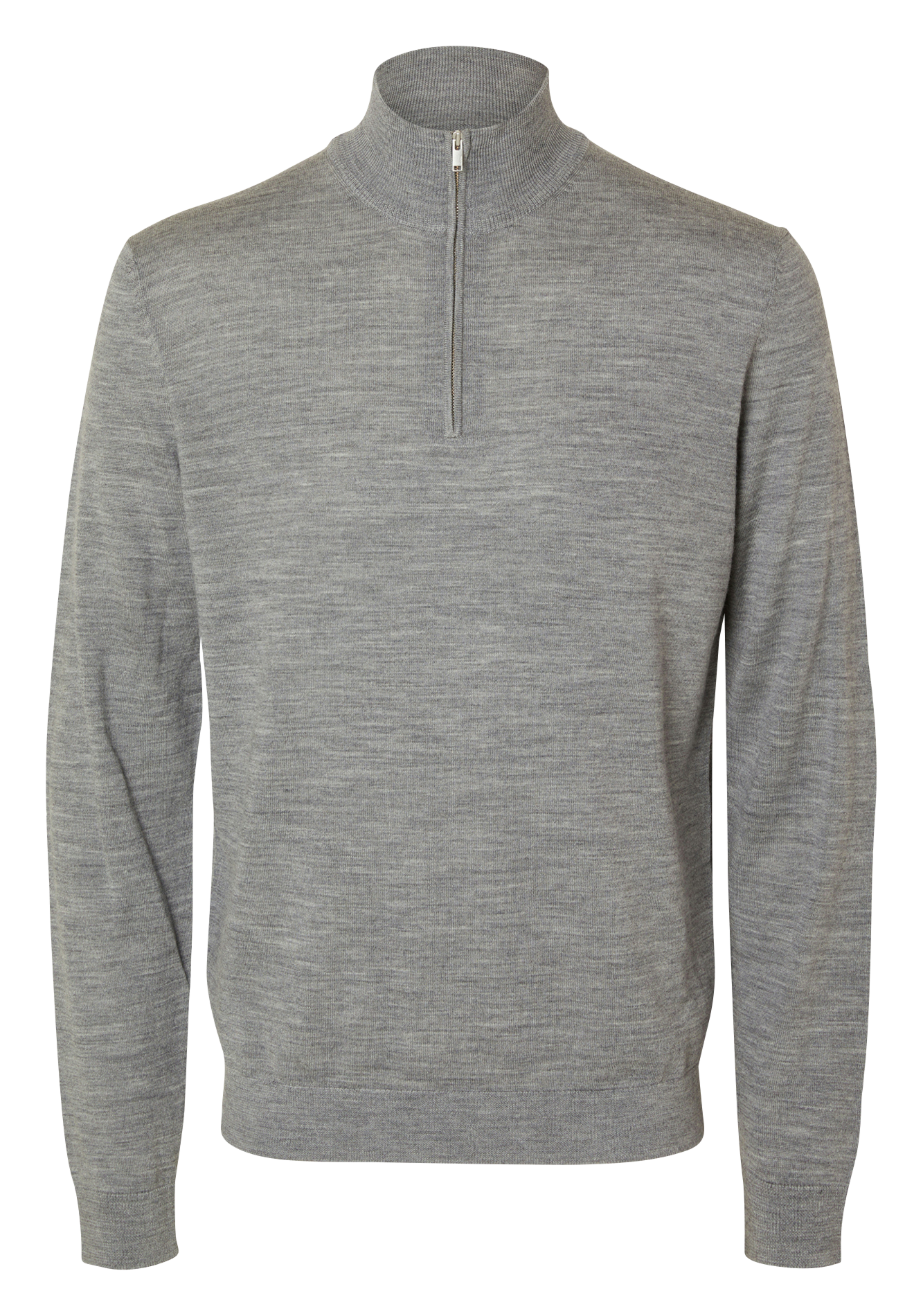Gerader Pullover mit Stehkragen aus Wolle SELECTED Grau