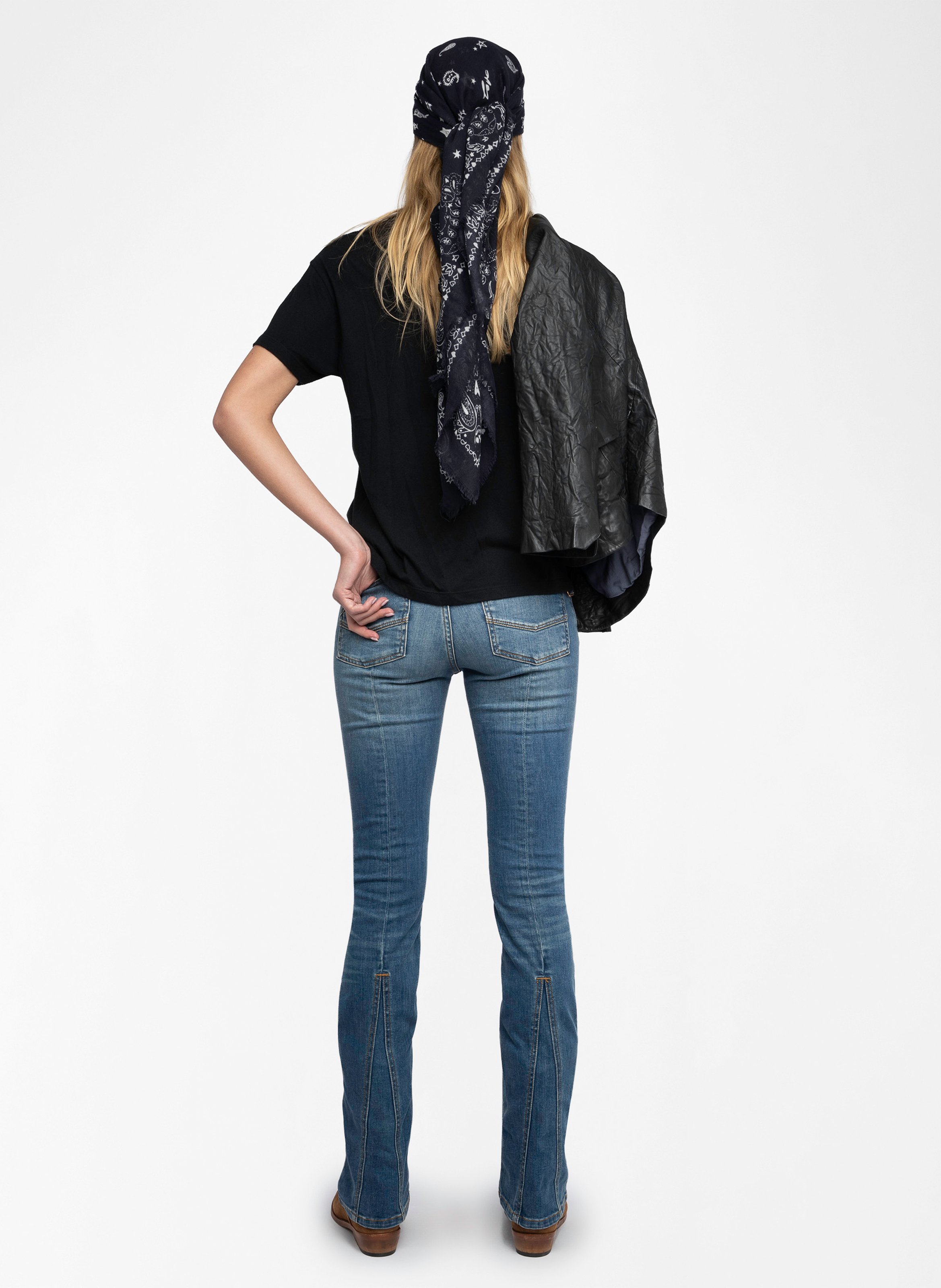 T-shirt dritta in misto cotone e lino ZADIG&VOLTAIRE Nero