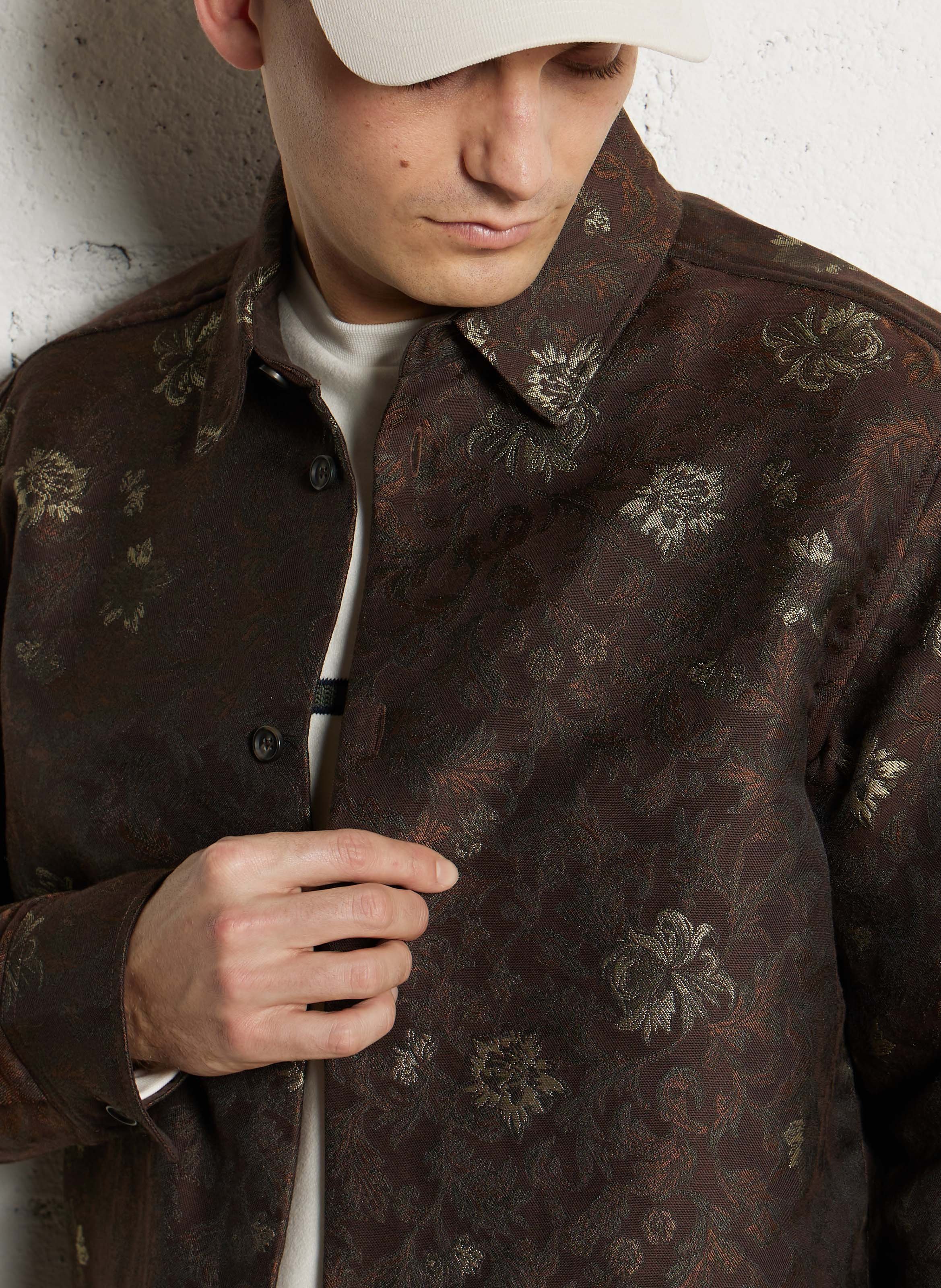 Surchemise col classique  en jacquard LES DEUX Marron