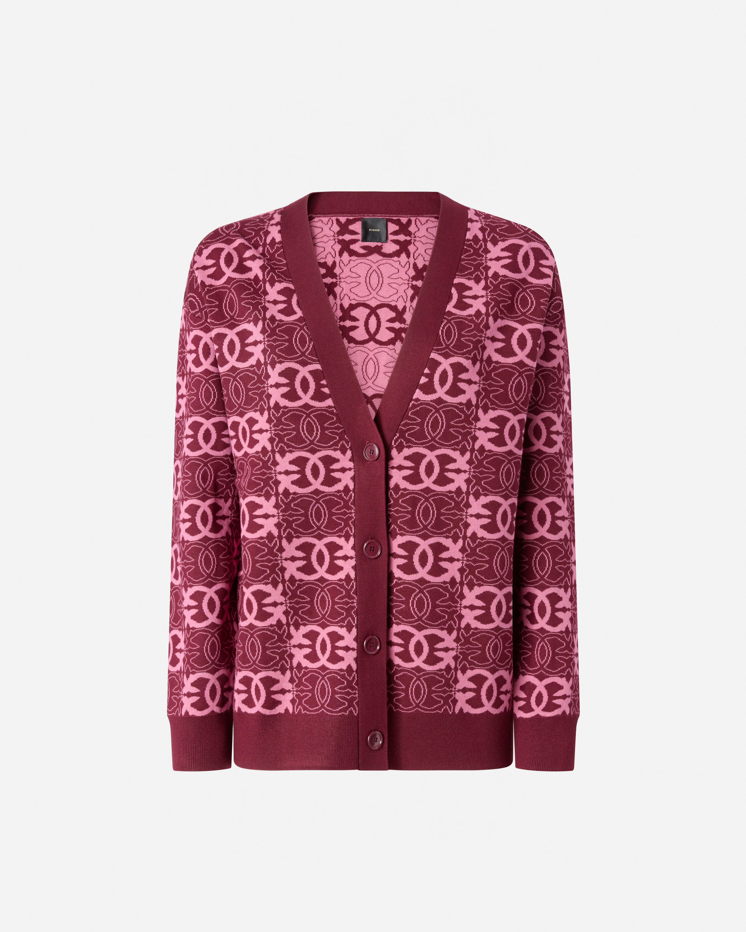 Cardigan with love birds logo PINKO Purple