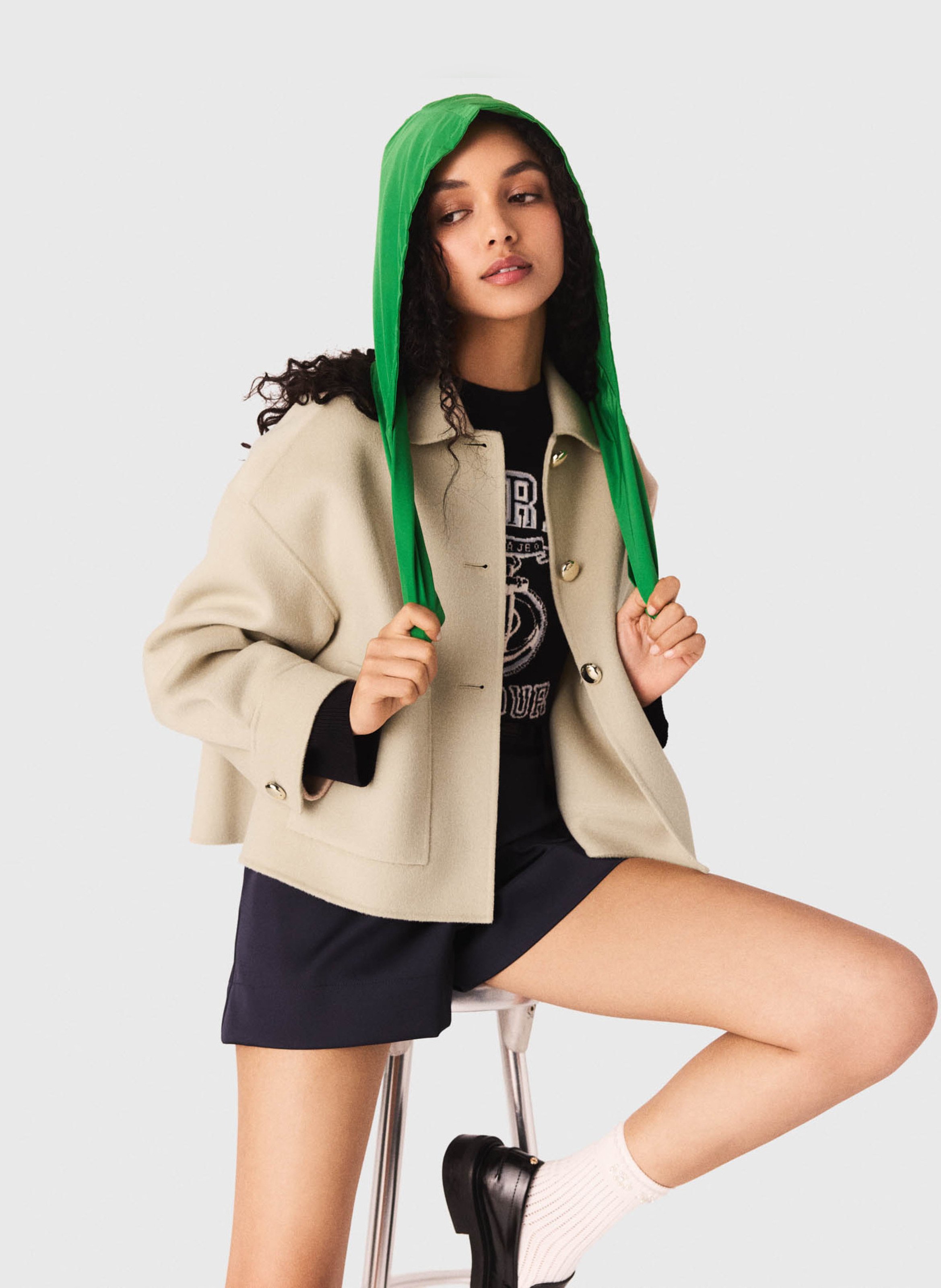 Afneembare capuchon om te strikken MAJE Groen