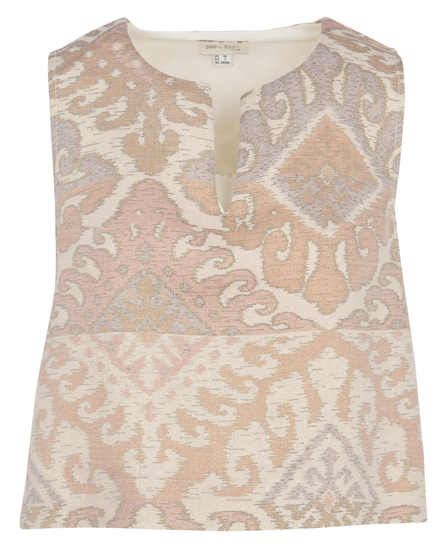 Top sans manches ample imprimé SEE U SOON Beige