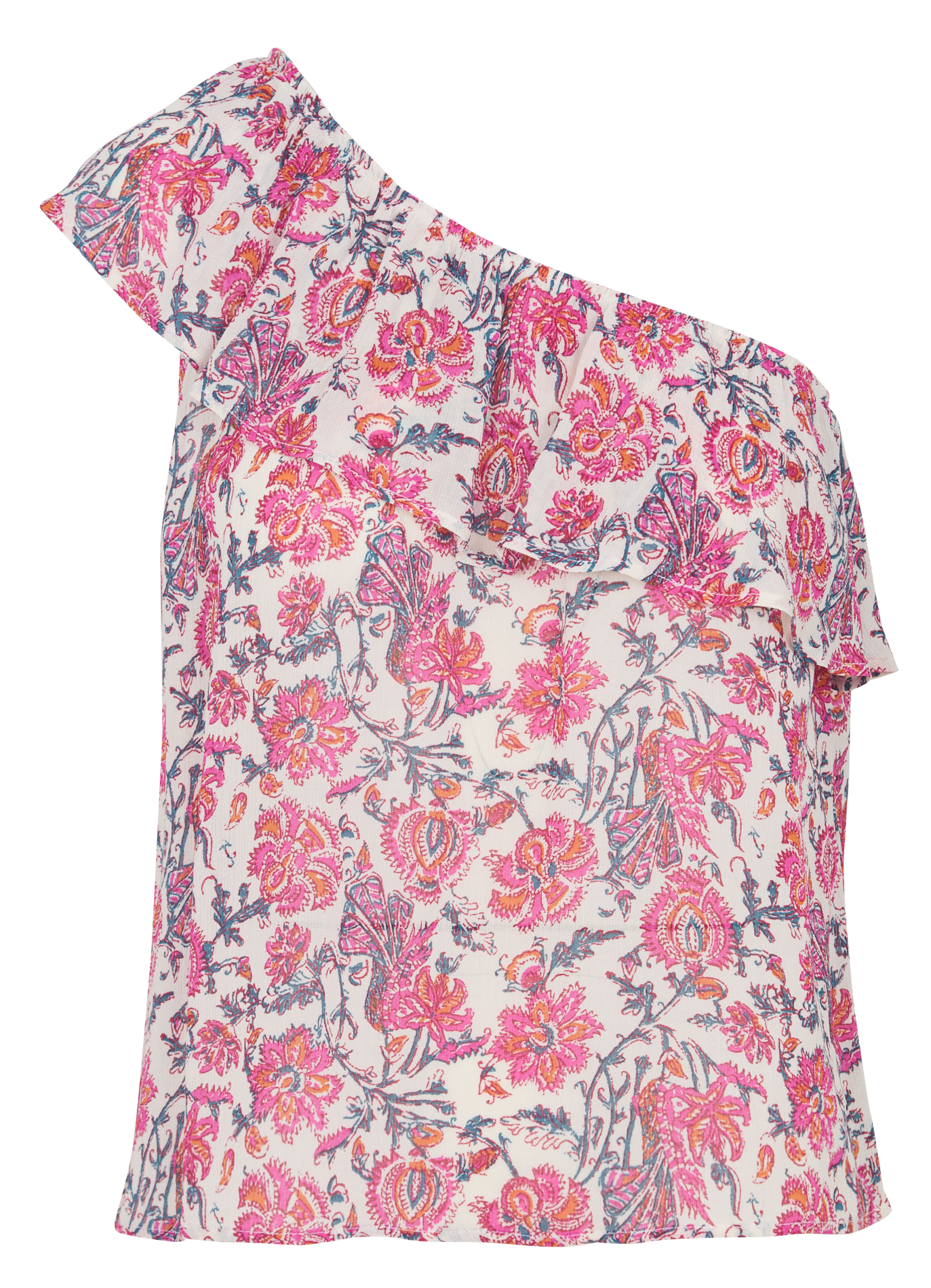 Top one shouler à imprimé floral LA FEE MARABOUTEE Rose