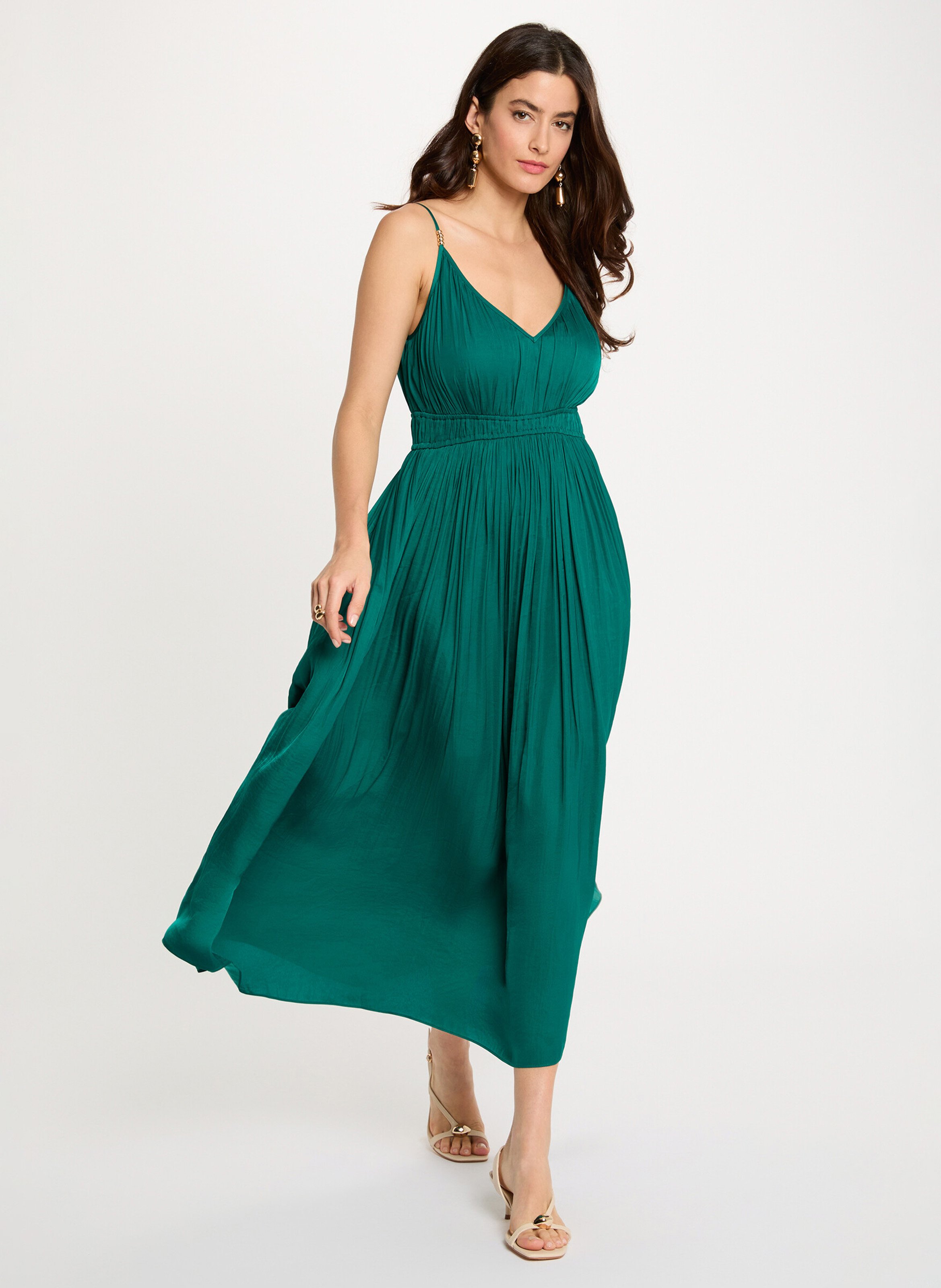 Lange, getailleerde jurk MORGAN Groen