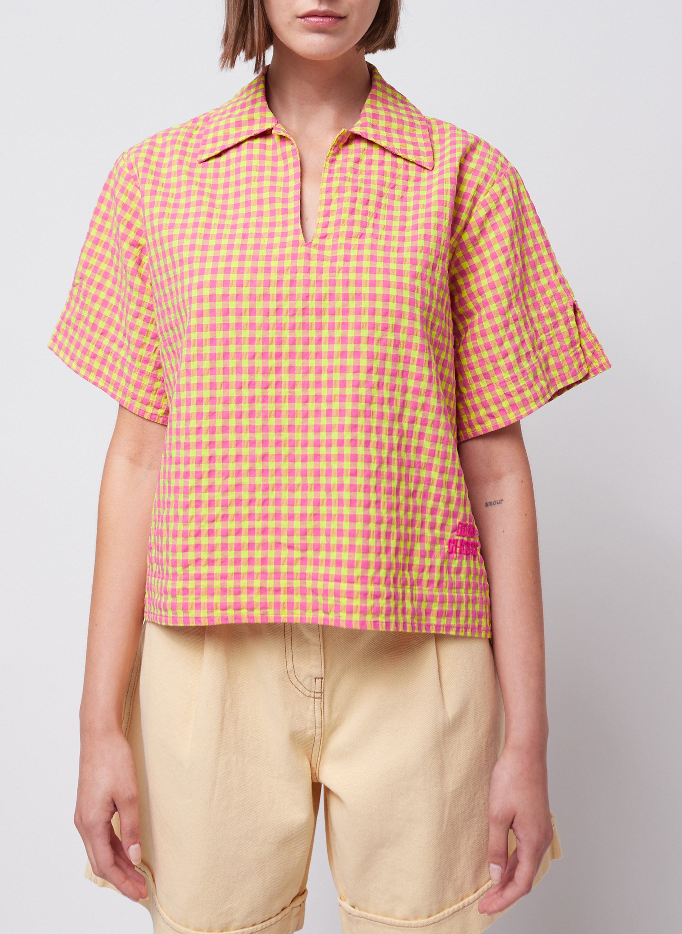 Rechte top van katoenmix met klassieke kraag BOBO CHOSES Veelkleurig