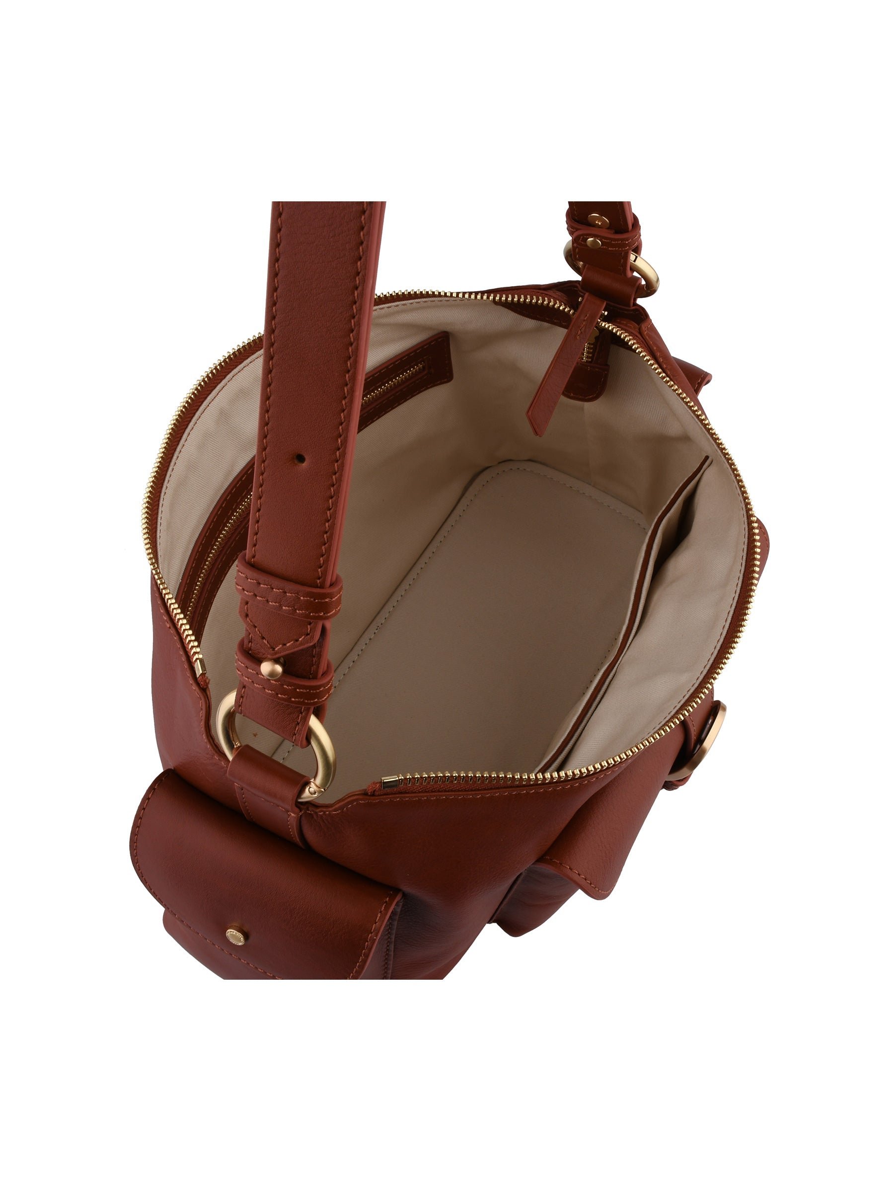 Calfskin leather shoulder bag POURCHET Brown