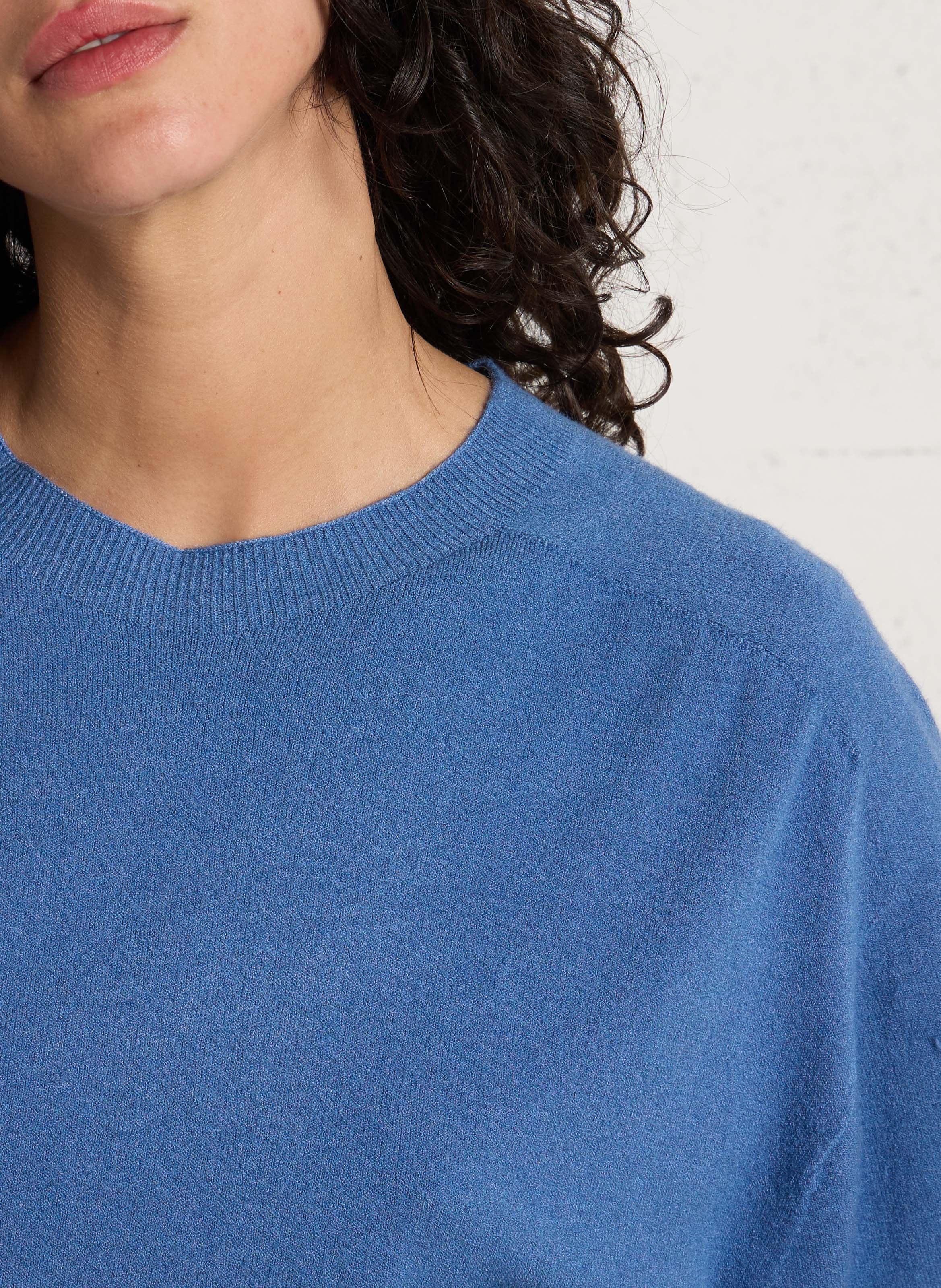 Pull ample col rond en maille mélangée IMPERIAL Bleu