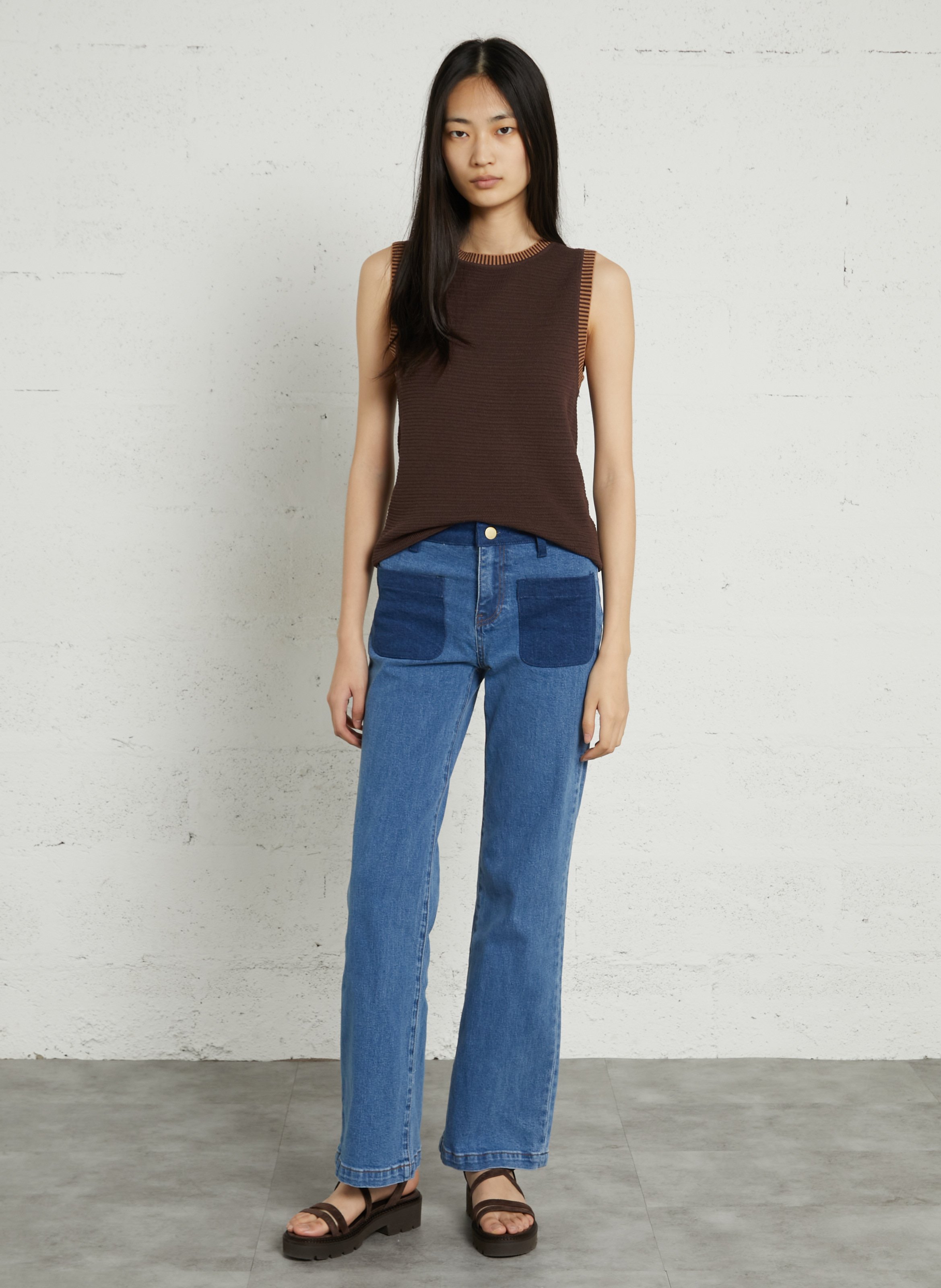 Jean évasé en coton mélangé LA PETITE ETOILE Jean Stone