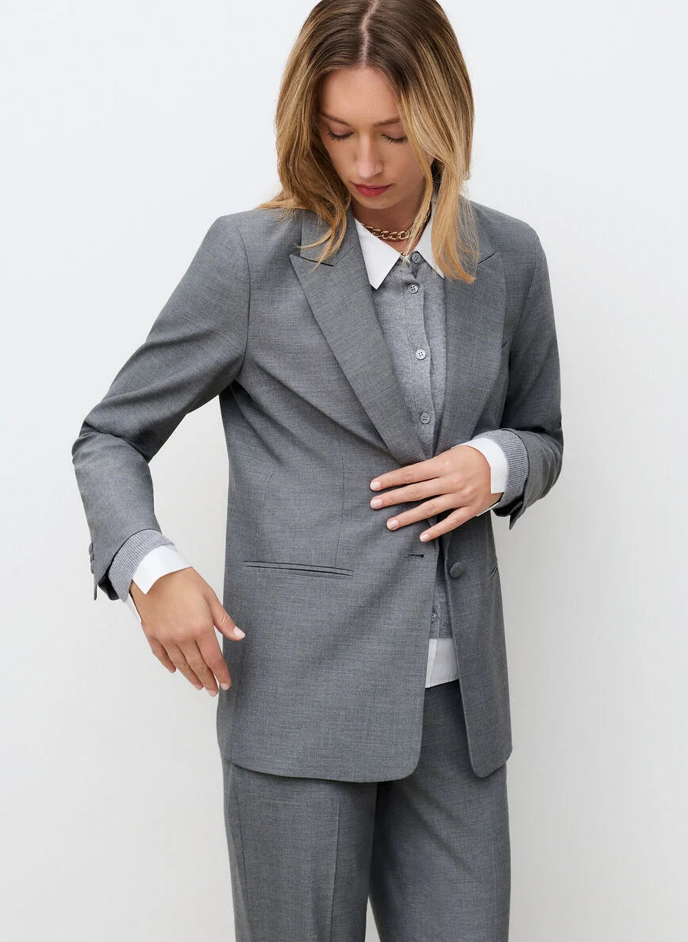Veste tailleur droite CAROLL Gris
