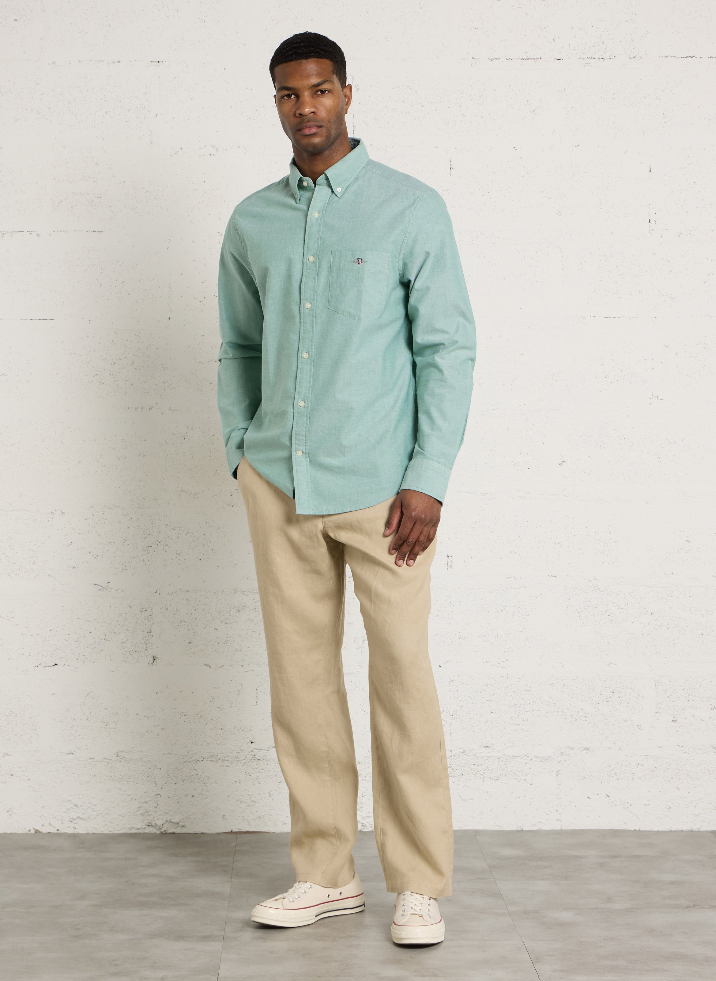 Chemise regular-fit col américain en coton GANT Bleu