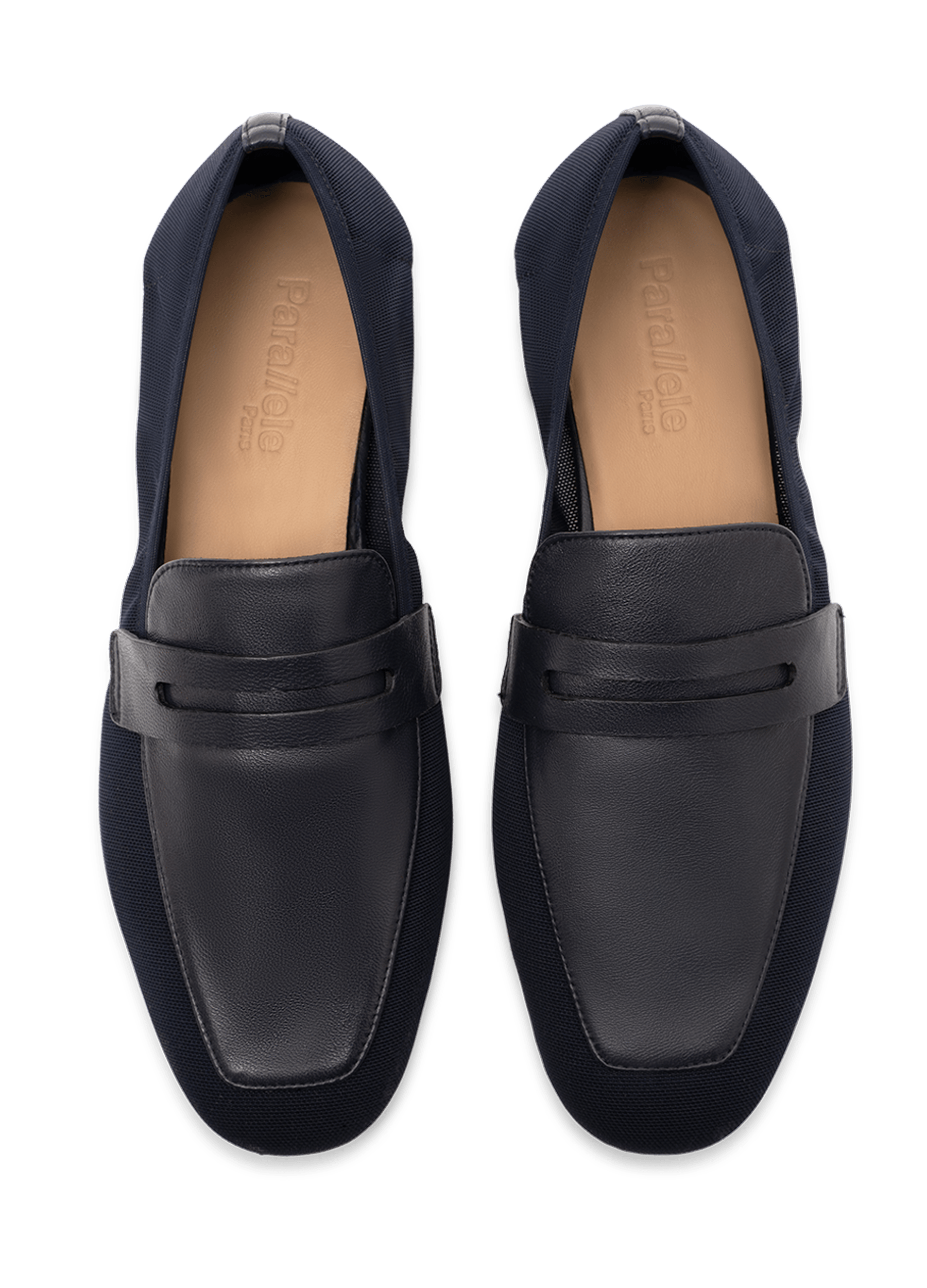 Navy mesh and nappa leather moccasins PARALLELE PARIS Blue