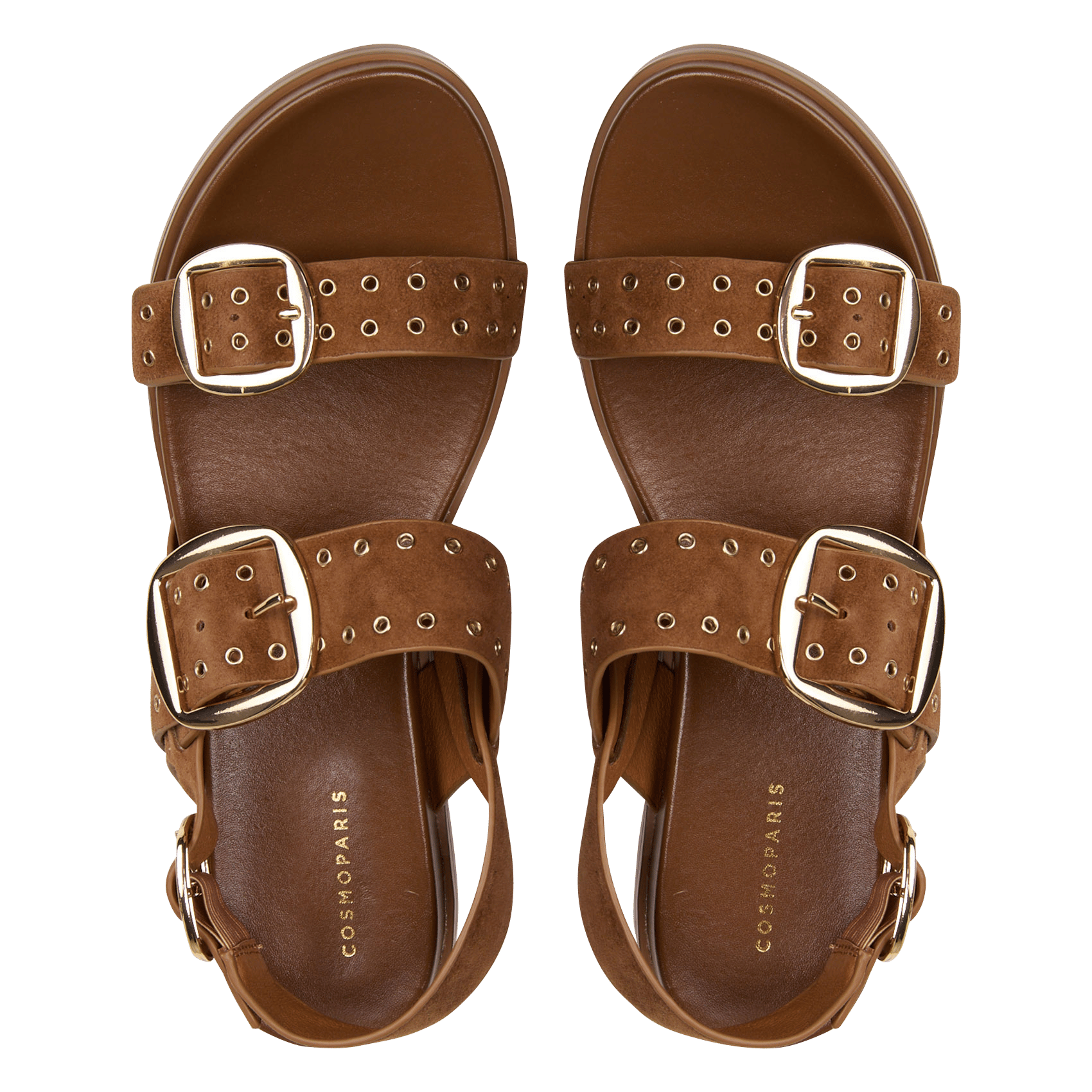 Flat soft leather sandals COSMOPARIS Brown