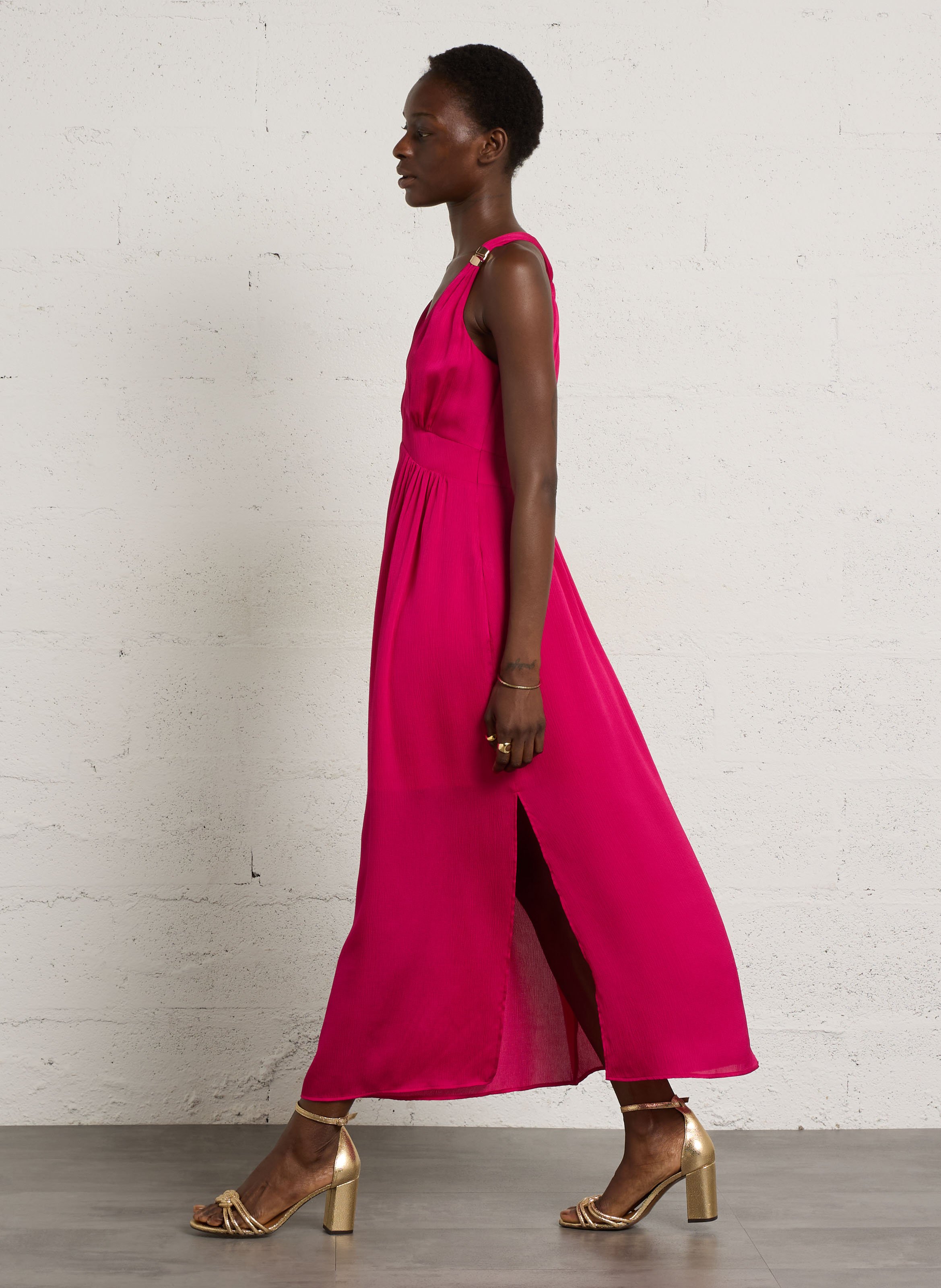 Halflange jurk met kraag MAISON 123 Roze