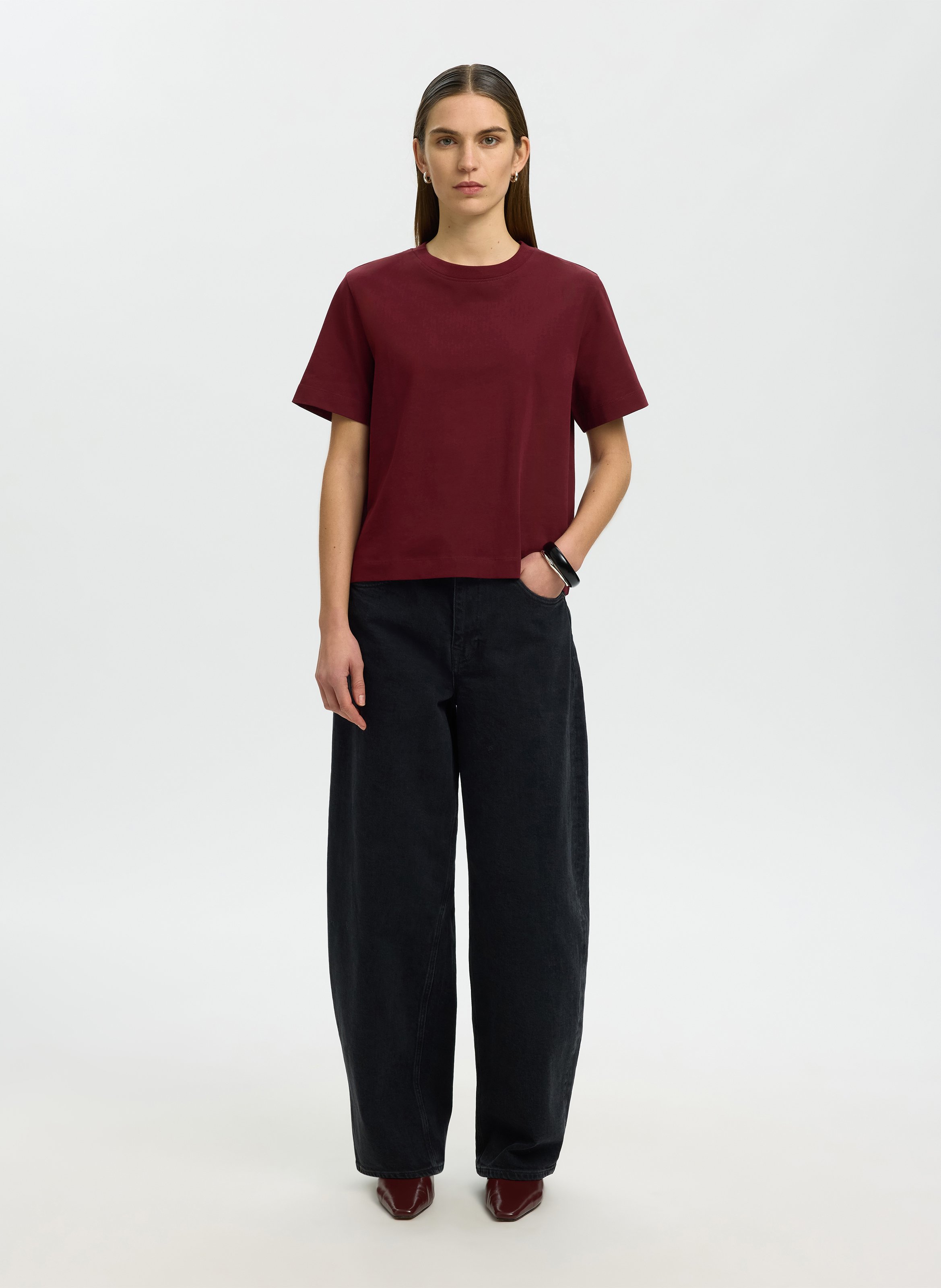 Oversize-T-Shirt aus Bio-Baumwolle | Pflaume SELECTED Damen