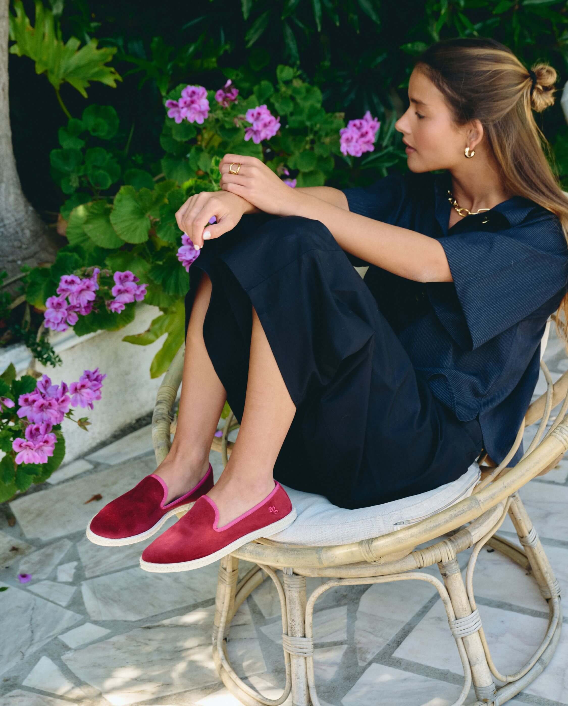 Women's espadrilles CENITZ, raspberry velvet ANGARDE Red