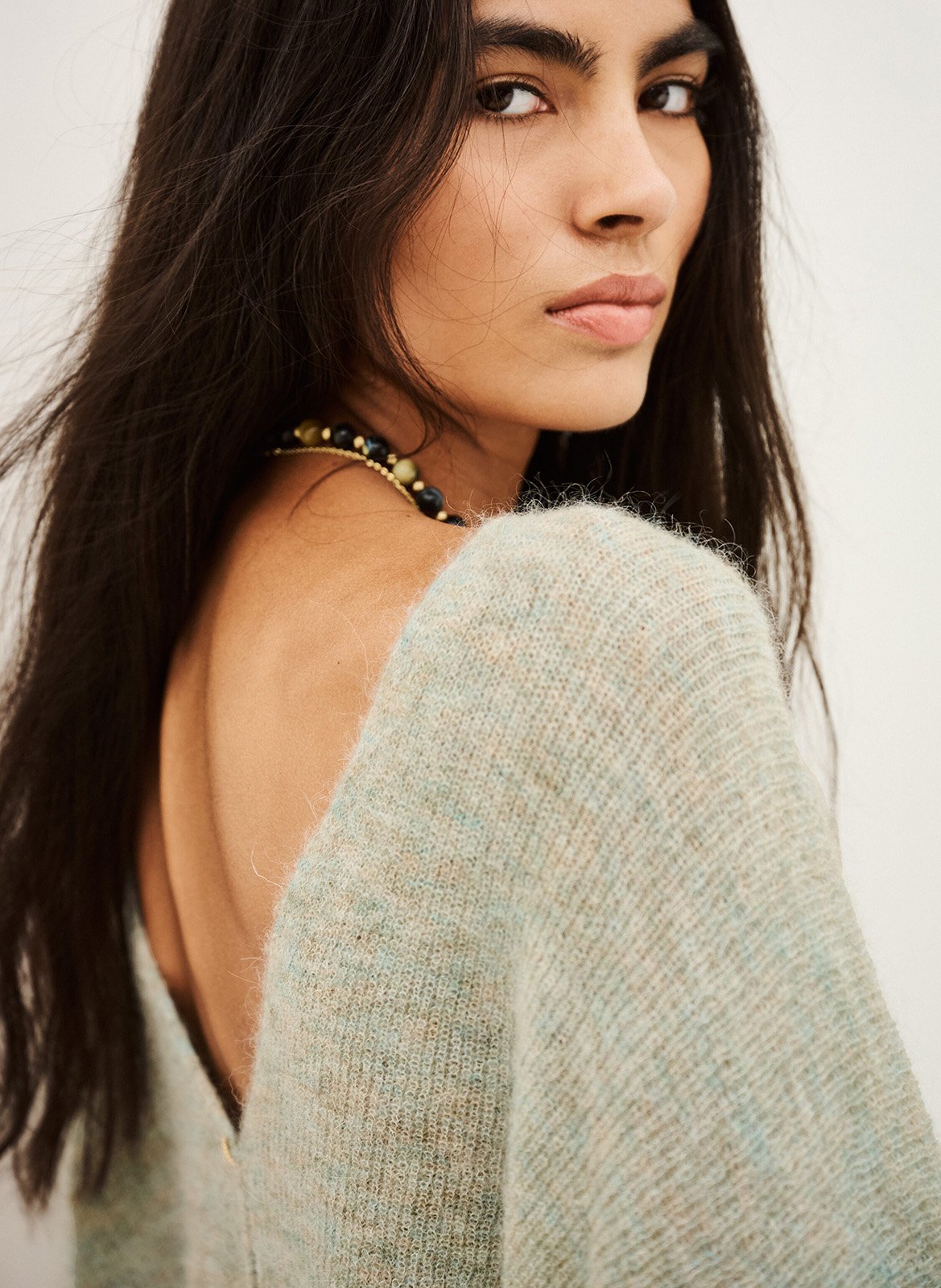 Weiter Cardigan aus Wollmix BA&SH Grun