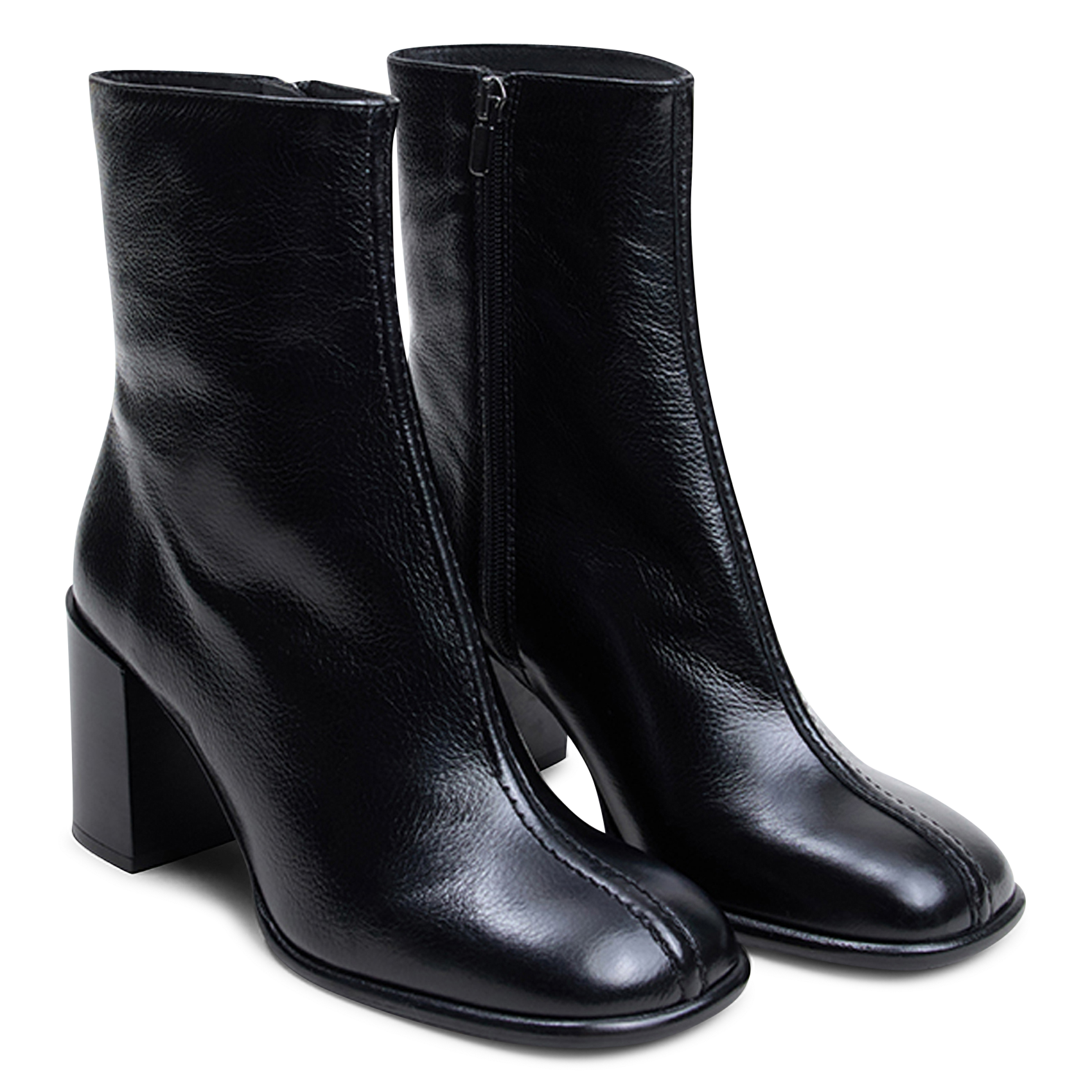 Bottines zippées en cuir JONAK Noir