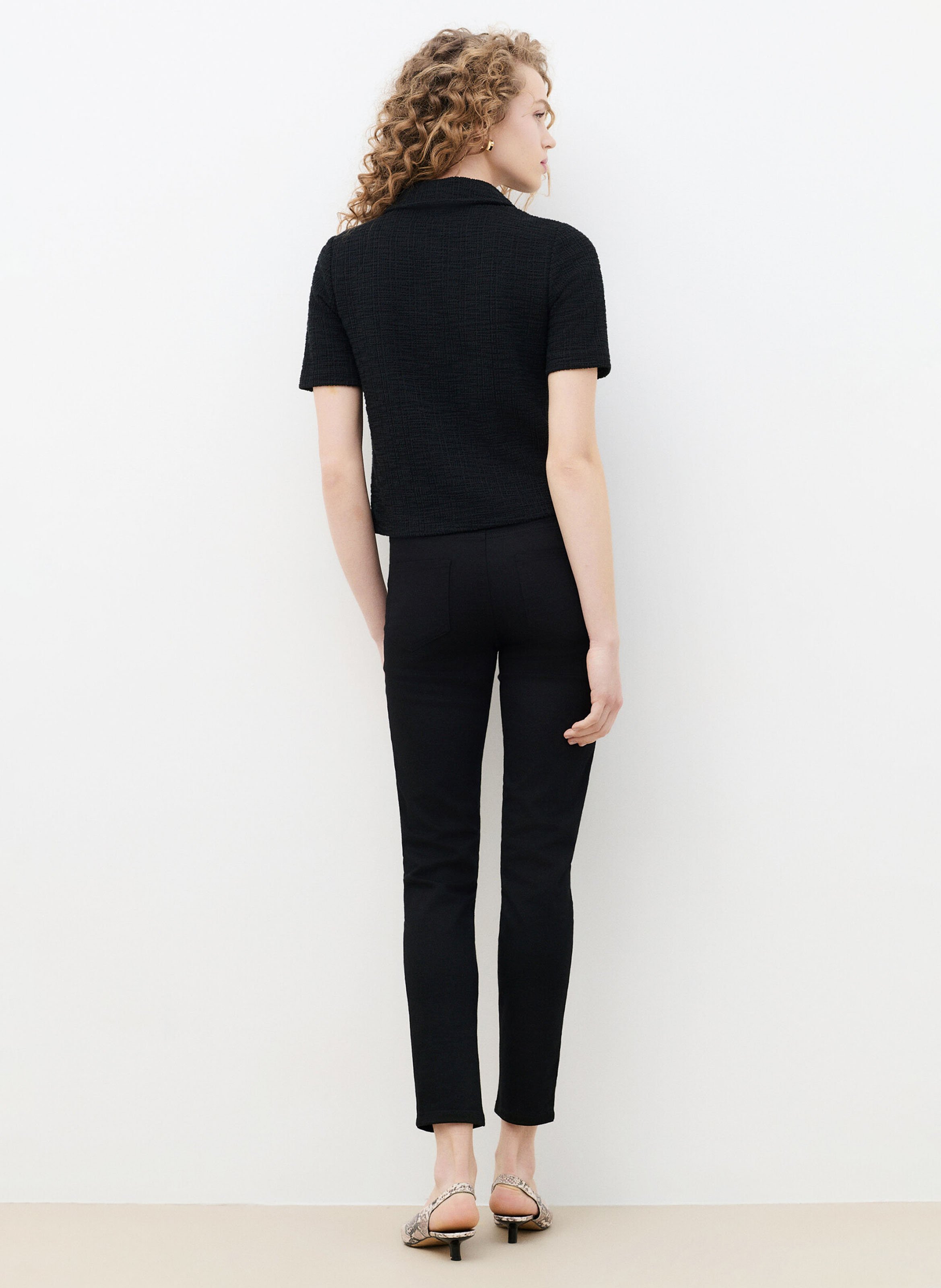 Top à boutons en coton mélangé CAROLL Noir