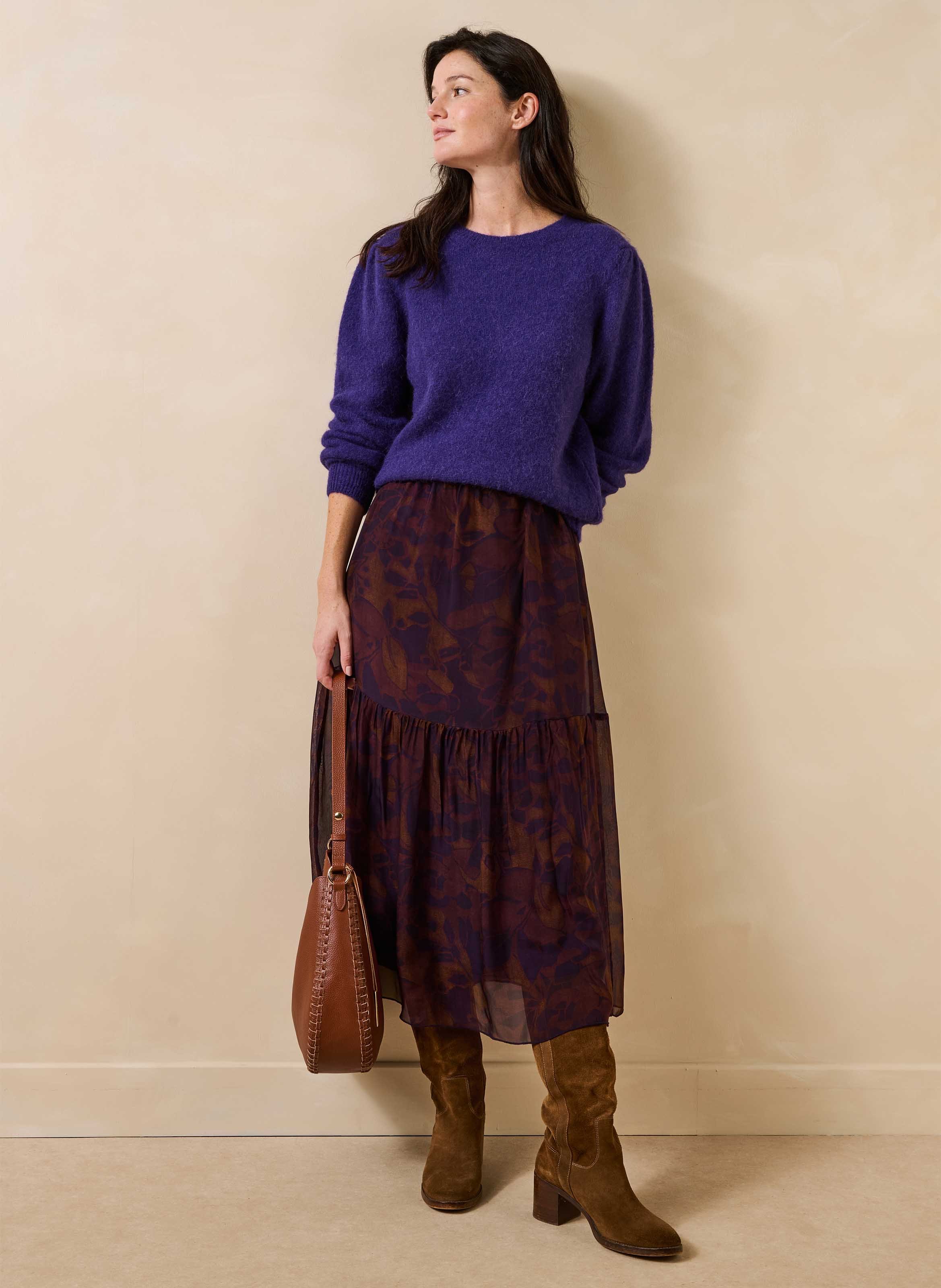Round-neck alpaca-blend sweater LA FEE MARABOUTEE Purple