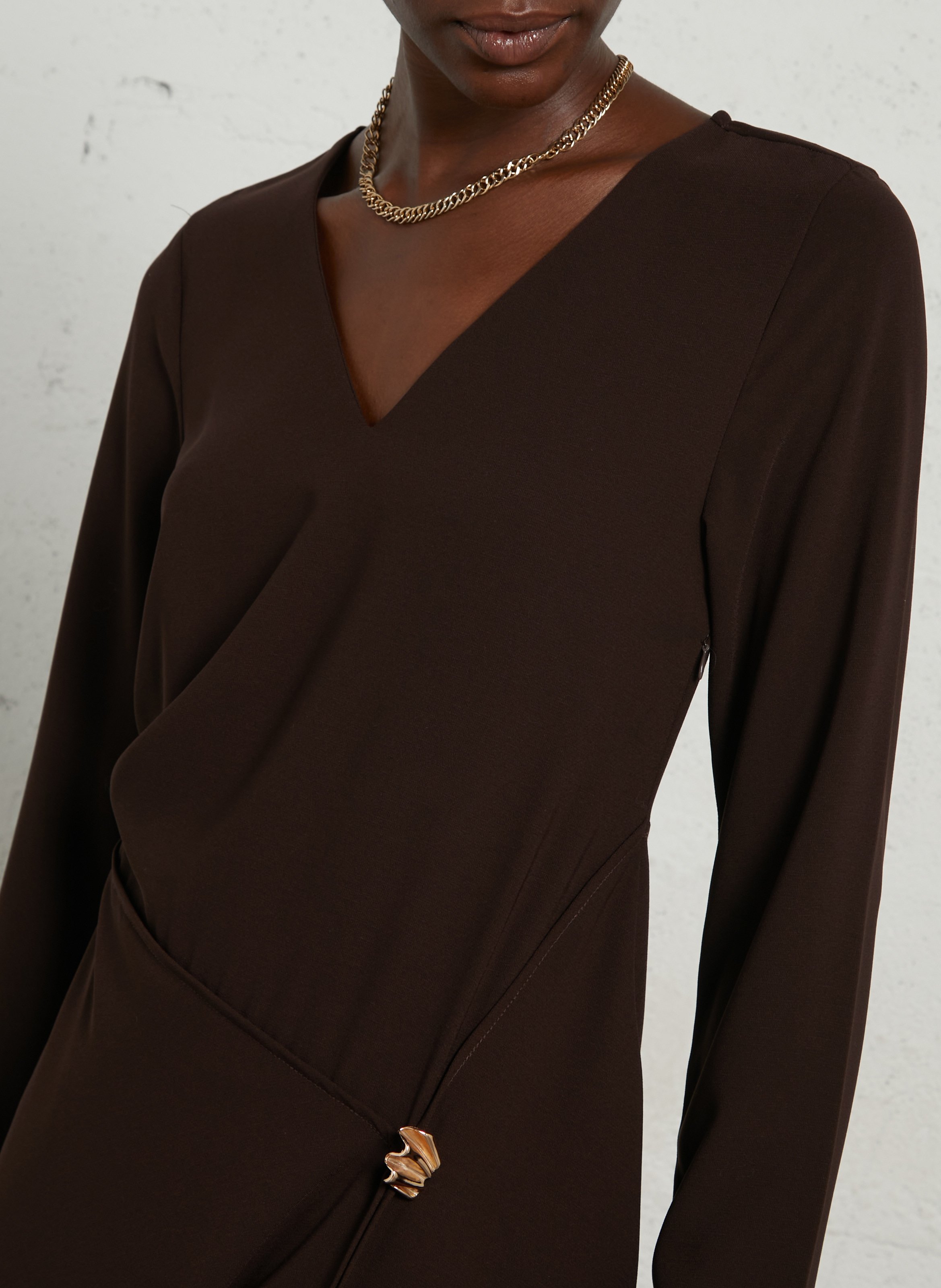 Robe asymétrique midi unie LA PETITE ETOILE Marron